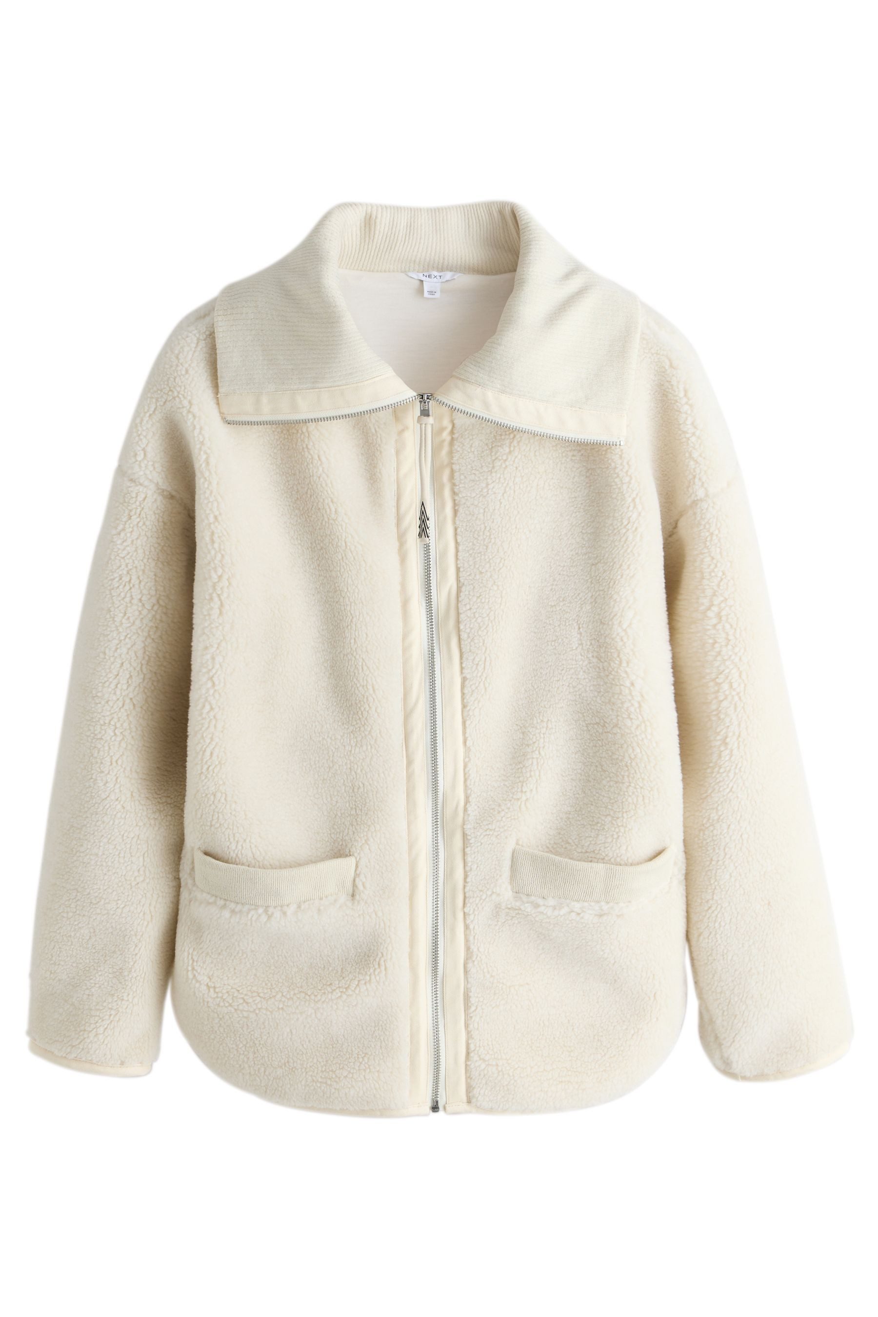 Fleecejacke Borg-Fleece mit Reißverschluss + geripptem Kragen