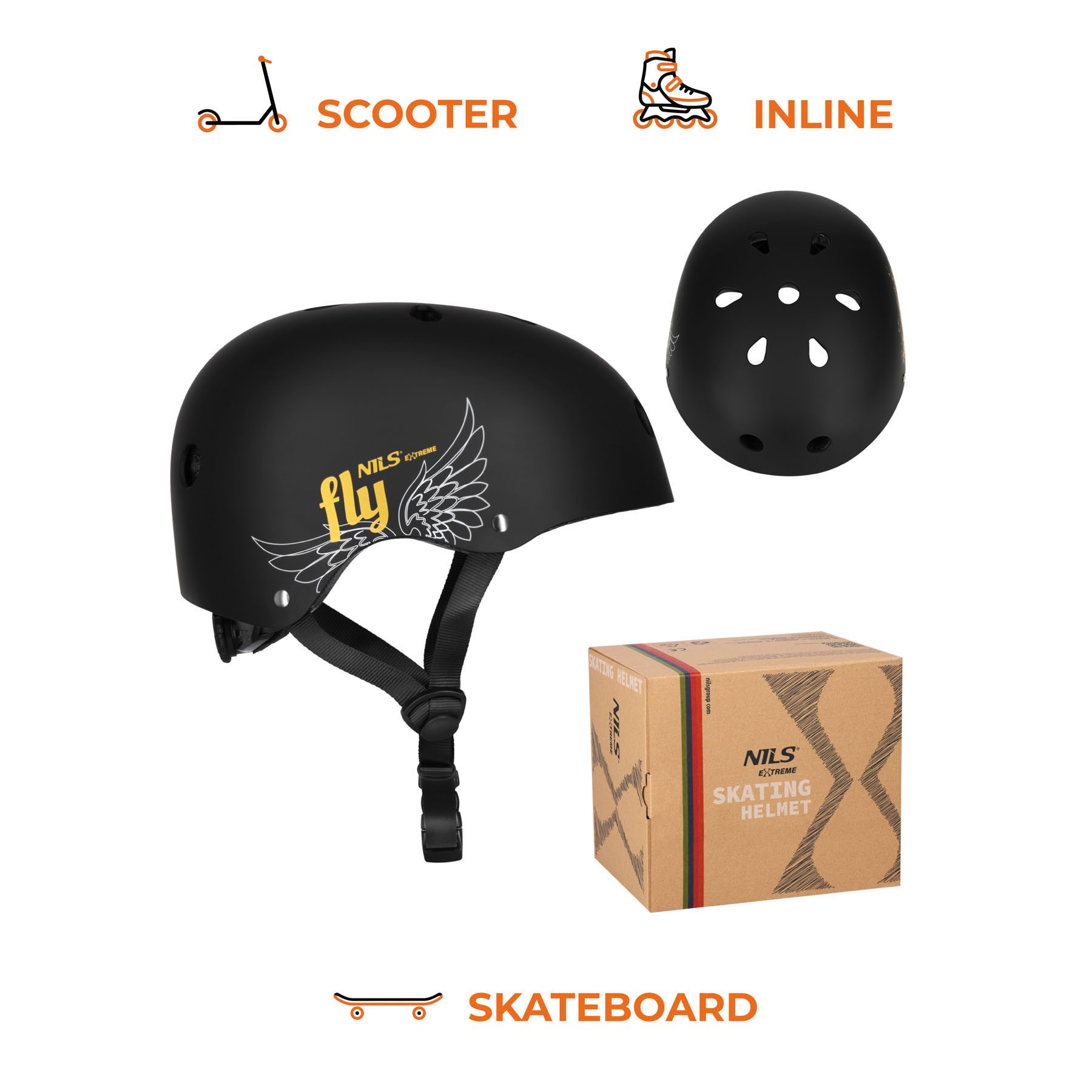 NILS EXTREME Skatehelm MTW001 FLY HELM GOLD L (58–61 cm) NILS EXTREME (Spar-Set, 1-tlg., 58-61 cm leicht), Out-mold, 11 Belüftungsöffnungen, 380 g, EN 1078