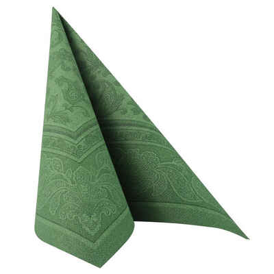 PAPSTAR Papierserviette »50 Servietten Ornaments dunkelgrün, 40 x 40 cm«, 40 cm x 40 cm, 1/4-Falzung
