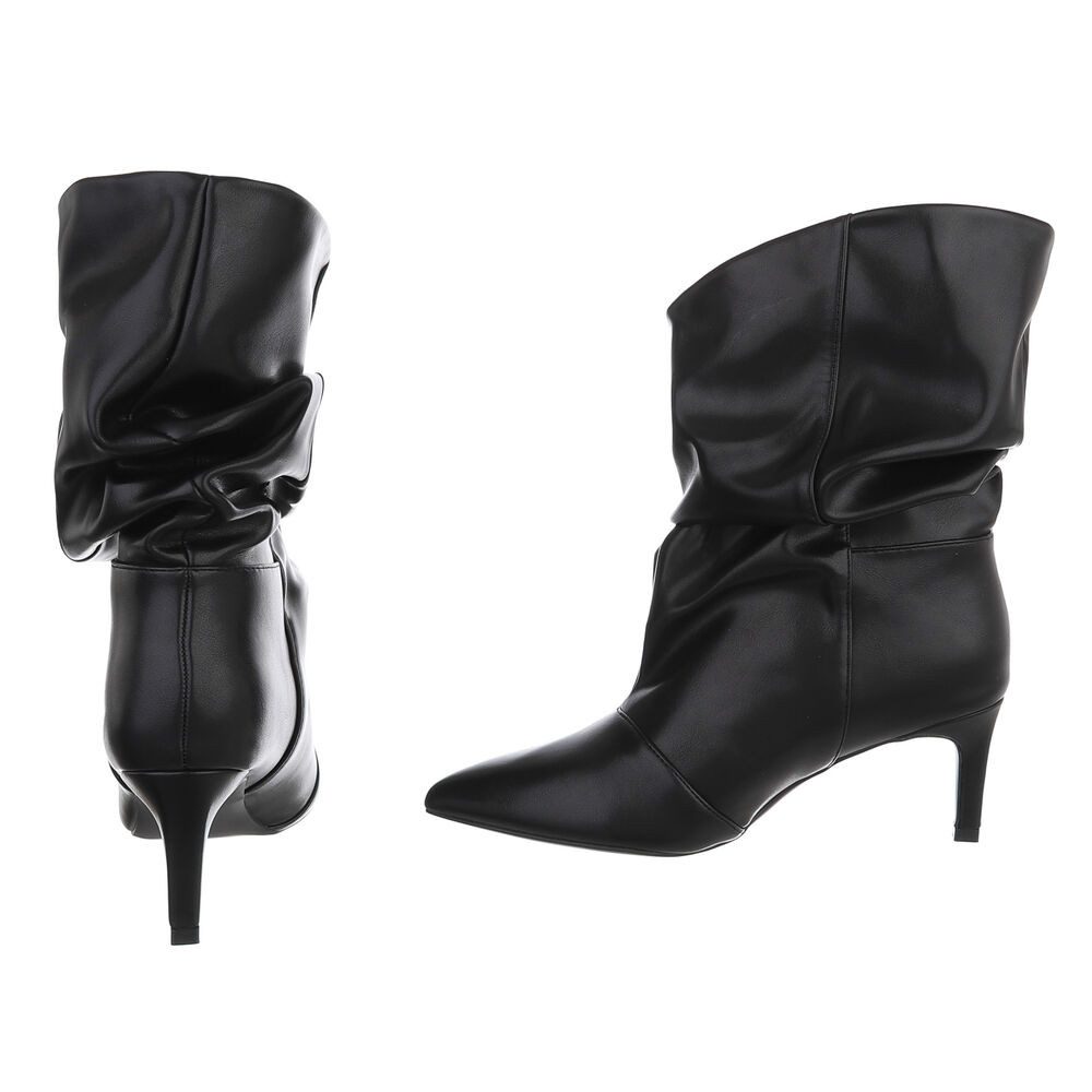 Ital-Design Damen Stiefel spitz mit Absatz und gerafftem Schaft Stiefelette (92214299) Pfennig-/Stilettoabsatz Stiefeletten in Schwarz – Bild 5 von 5
