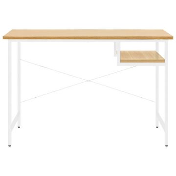 möbelando Schreibtisch 3011329 (LxBxH: 105x55x72 cm), aus MDF mit Stahlgestell in Weiß und Eiche Hell mit einem Fach