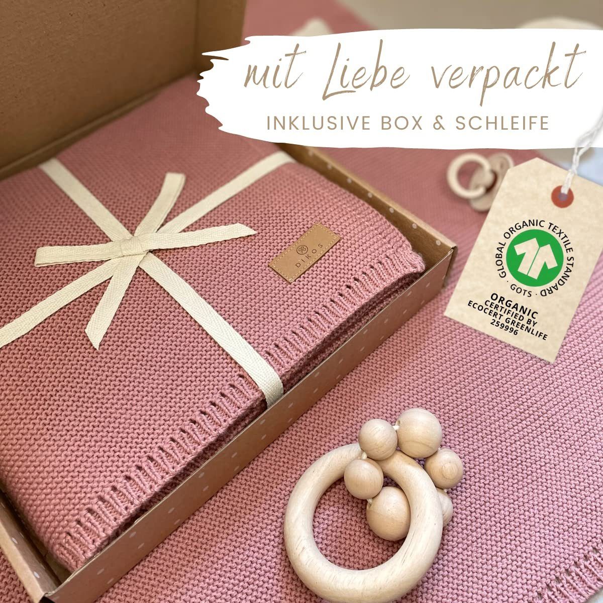 Babydecke DIKOS® Babydecke aus *100%* Bio Baumwolle atmungsaktiv clean, DIKOS, PREMIUM Qualität atmungsaktiv, nachhaltig, plastikfrei, kuschelweich