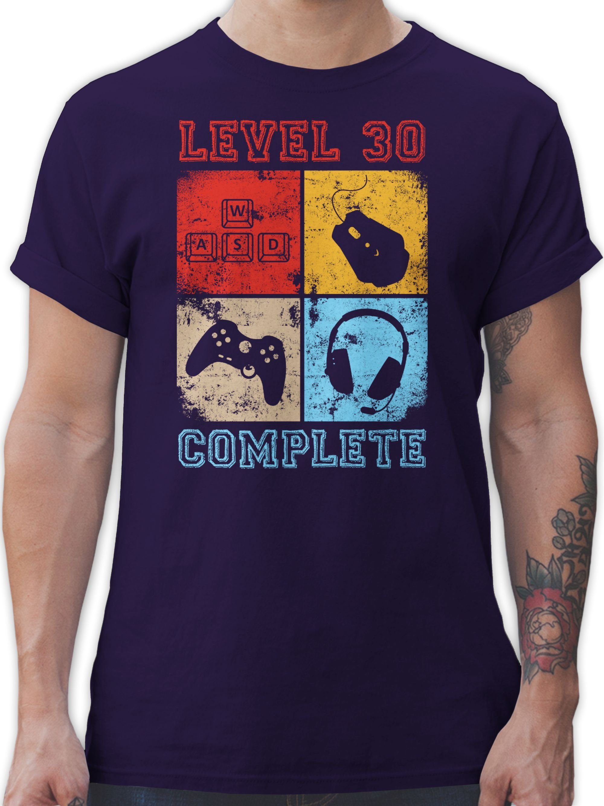 Shirtracer T-Shirt Level 30 Complete Completed 30. Geburtstag 03 Lila