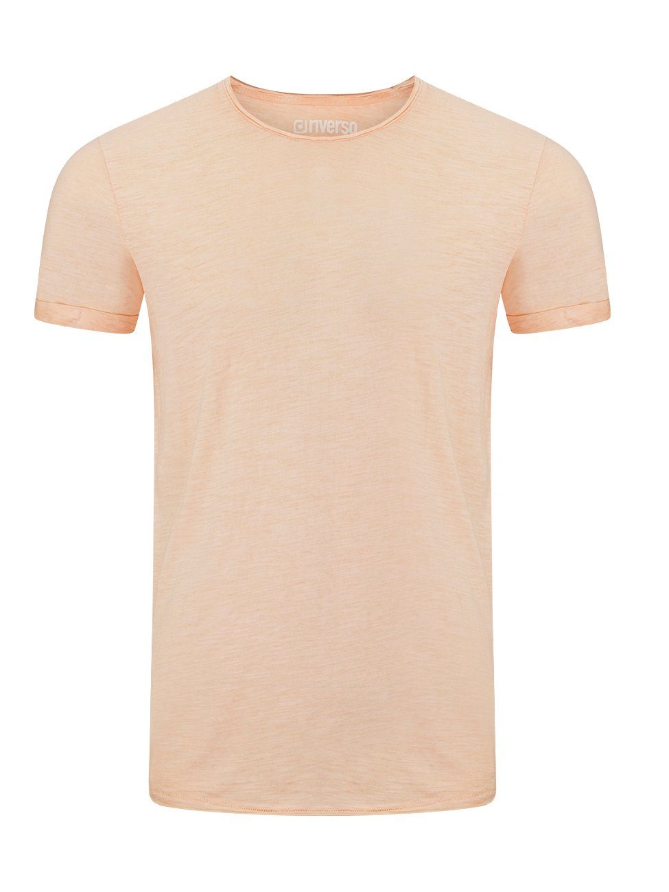 riverso T-Shirt Herren Basic Shirt RIVMatteo Regular Fit (1-tlg) Basic Kurzarm Tee Shirt mit Rundhalsausschnitt aus 100% Baumwolle Pastel Orange (11100)