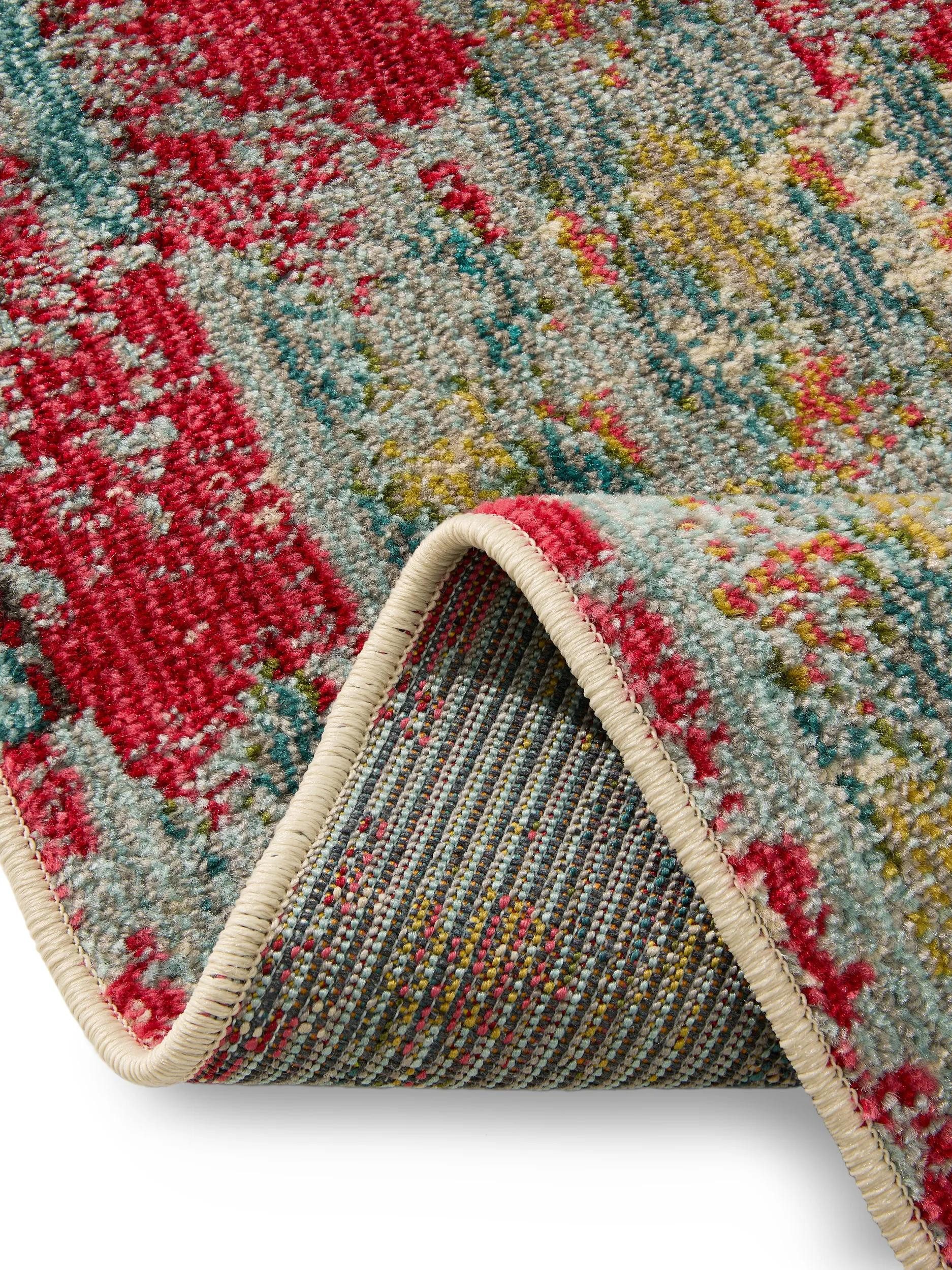 benuta Teppich Casa, rechteckig, Höhe: 11 mm, Teppich Wohnzimmer, Esszimmer, Schlafzimmer, Flur, Farbenfroh, Retro