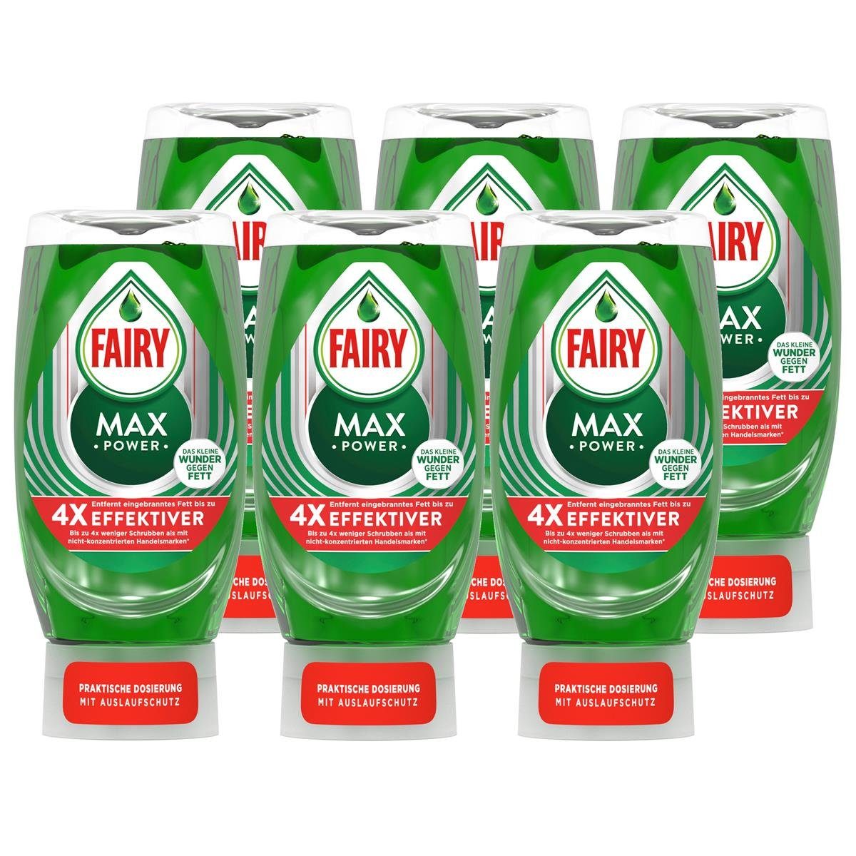 Fairy Fairy Spülmittel Max Power 370ml - Wunder gegen Fett (6er Pack) Geschirrspülmittel