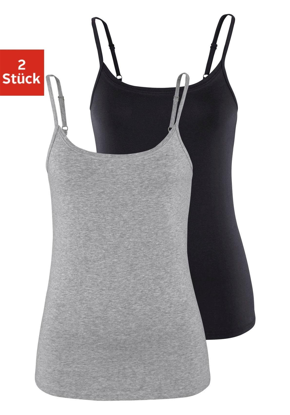 Vivance by Lascana Spaghettitop mit verstellbaren Trägern (2er-Pack) aus elastischer Baumwoll-Qualität