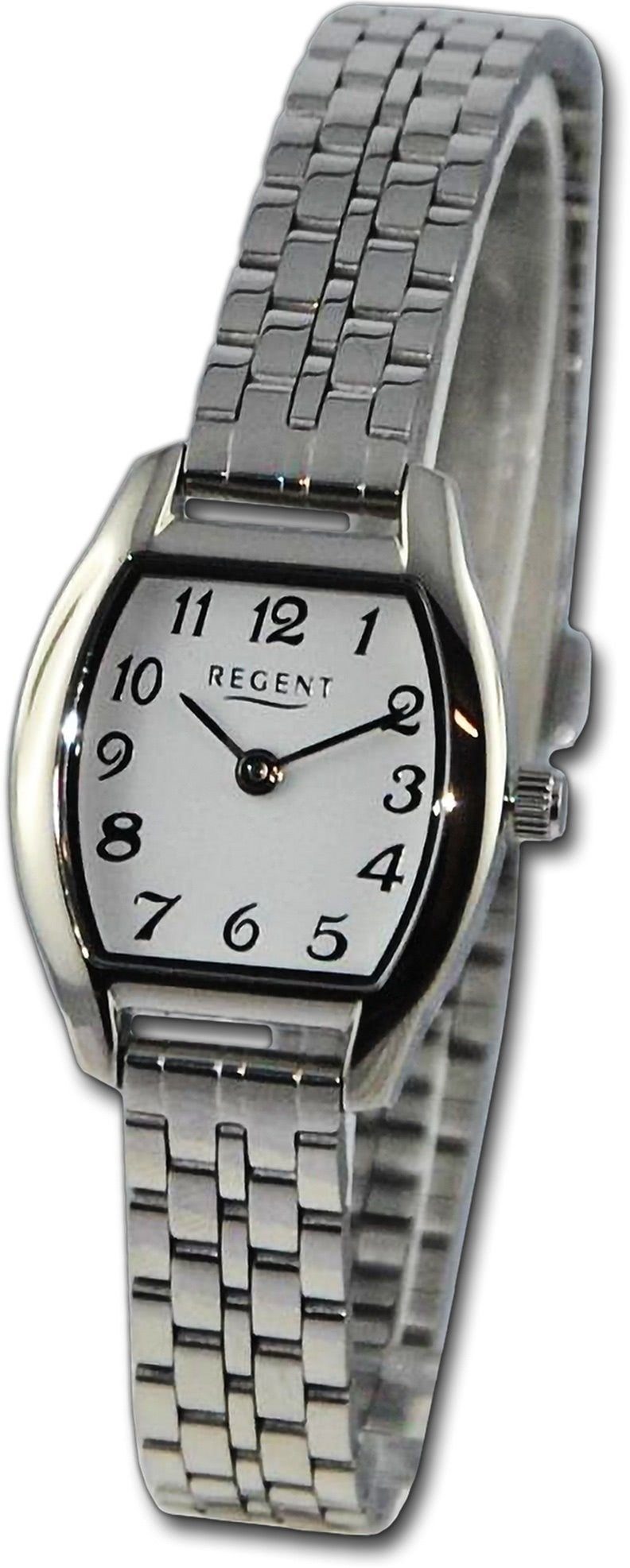 Quarzuhr rundes Analog, Gehäuse, 22x30mm) Metallarmband Regent Armbanduhr silber, Damen Damenuhr groß (ca. Regent