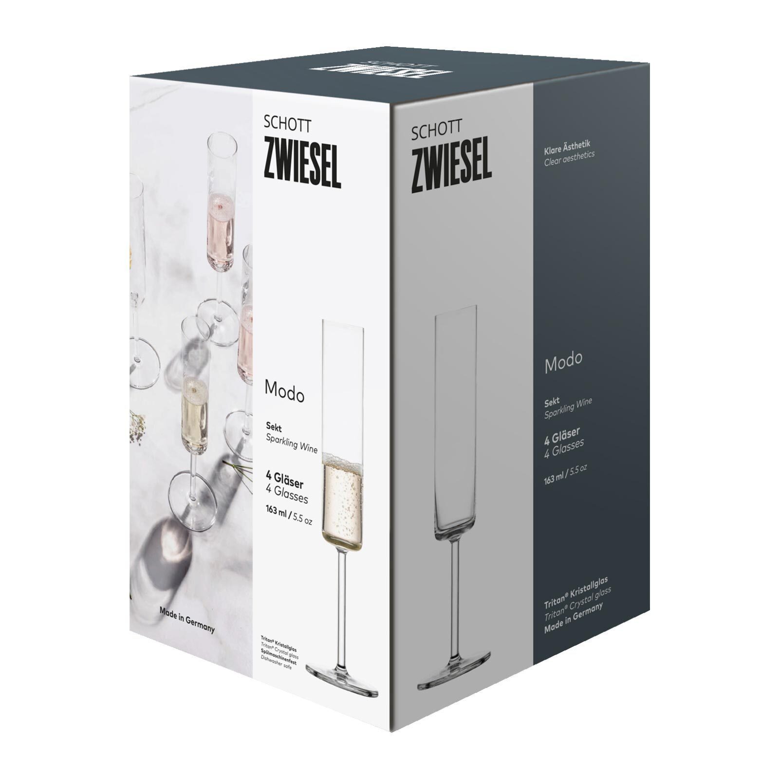 SCHOTT-ZWIESEL Sektglas Modo Sektgläser 163 ml 4er Set, 4-tlg., Glas