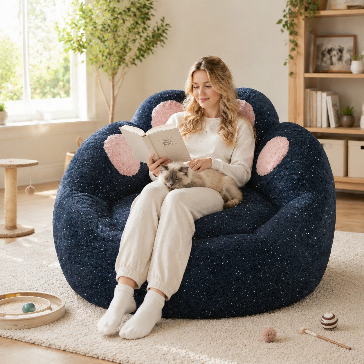 VUZINIC Sitzsack Süßer Katzenpfoten‑Sitzsack, glitzerndes Plüsch‑Bodensofa (1 St), rutschfest, montagefrei für Schlaf‑, Wohnzimmer & Studentenwohnheim