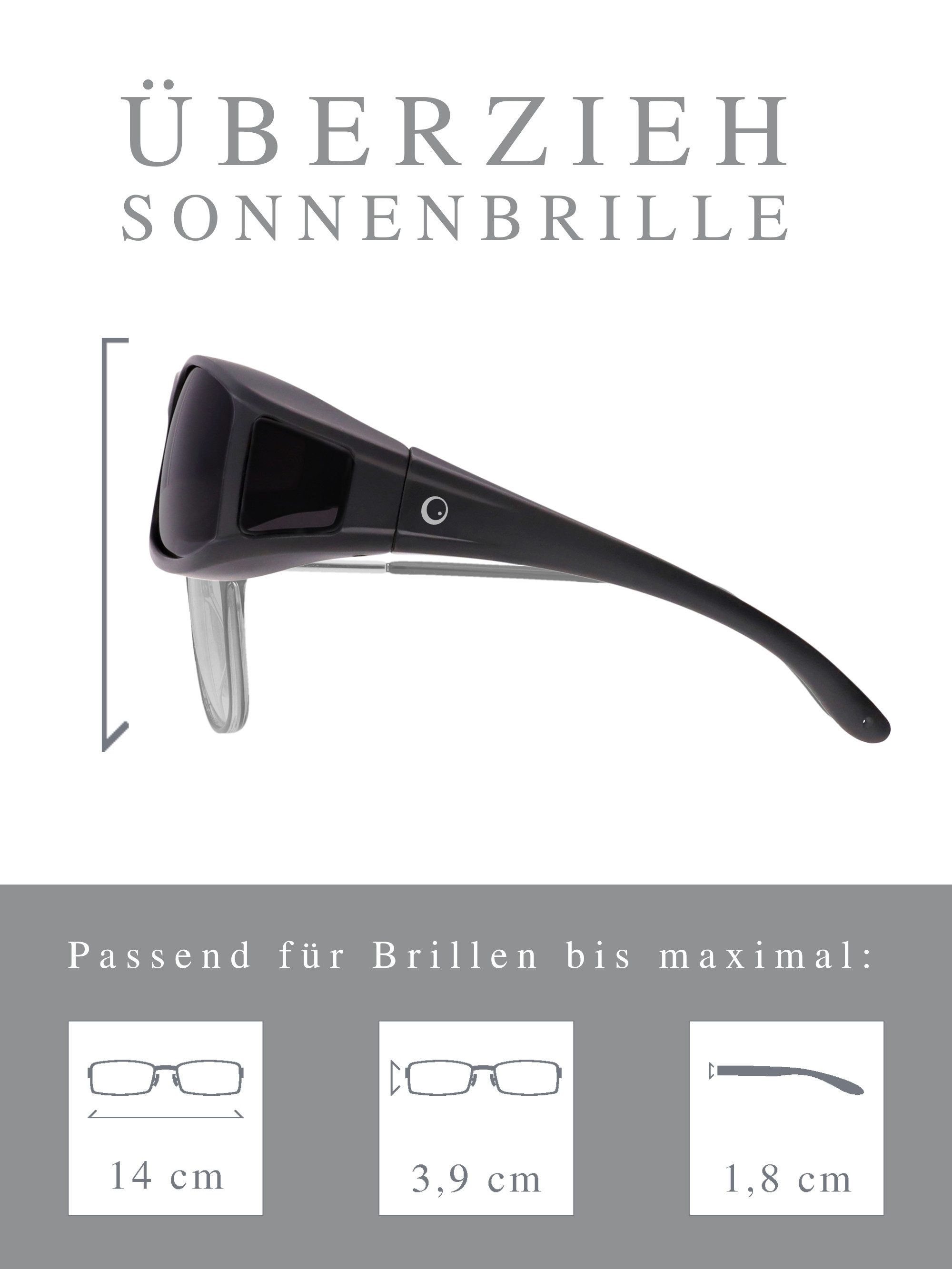 ActiveSol Sonnenbrille Überzieh-Sonnenbrille Classic, Herren polarisierte, UV-Schutz, Mit Seitenfenster