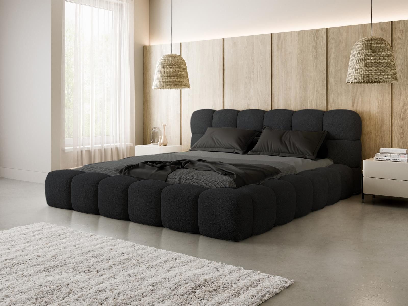 Compleo Polsterbett BUBBLE boucle Designerbett 140/160/180x200 BIZU, Wolken günstig online kaufen