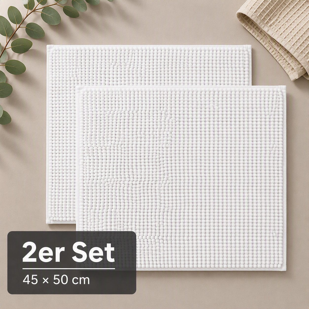 OTTO home Badematte Vanessa Chenille, Standard & Premium, 15cm oder 20cm, auch als 2er Set, rutschhemmend beschichtet, schnell trocknend, strapazierfähig, fußbodenheizungsgeeignet, Polyester, rechteckig, 2-tlg. 45 cm x 50 cm, Uni Farben, besonders weich,