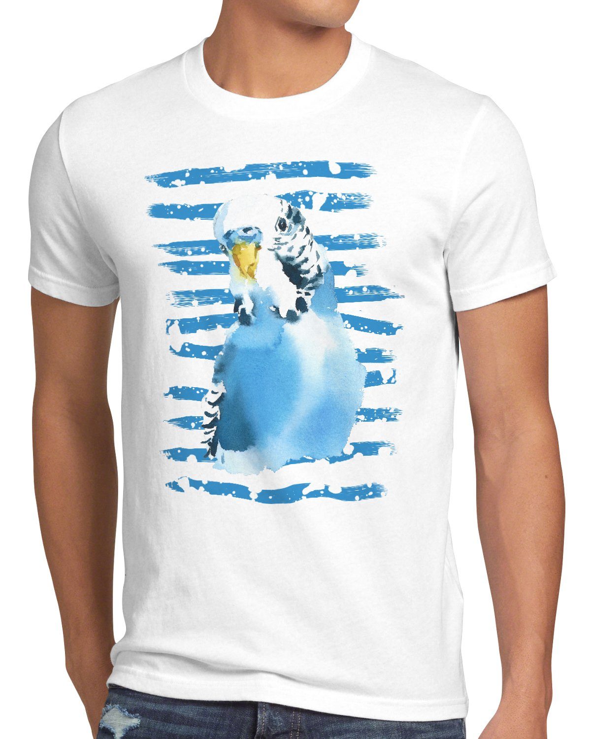 Eine große Versammlung! style3 Print-Shirt Herren T-Shirt vogel kleiner Wellensittich feder