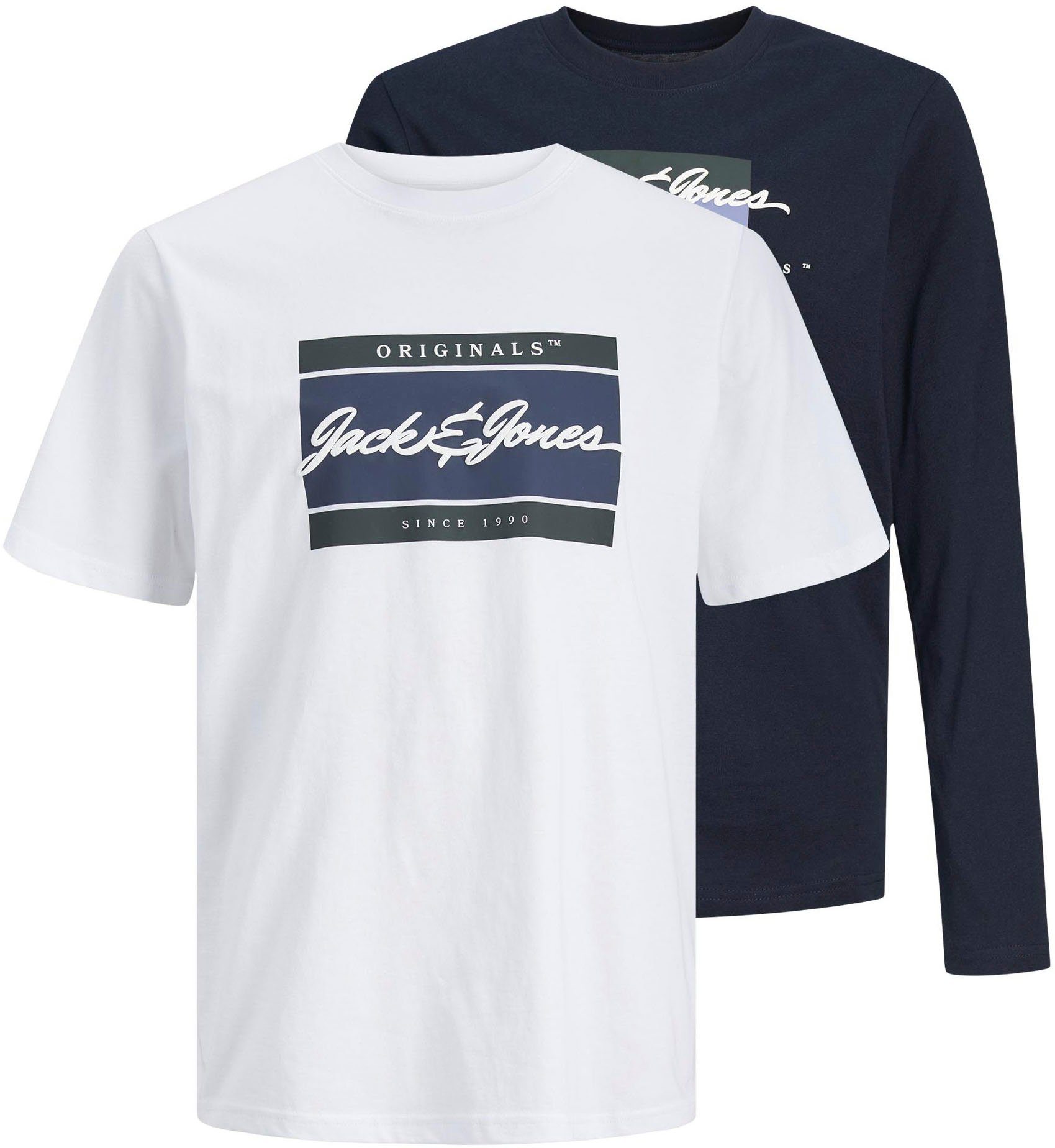 Top-Verkaufsteam & T-Shirt (Set, Jones JNR Langarmshirt) und Jack MIX MP 2-tlg., 2PK BRANDING T-Shirt Junior JORWAYNE TEE