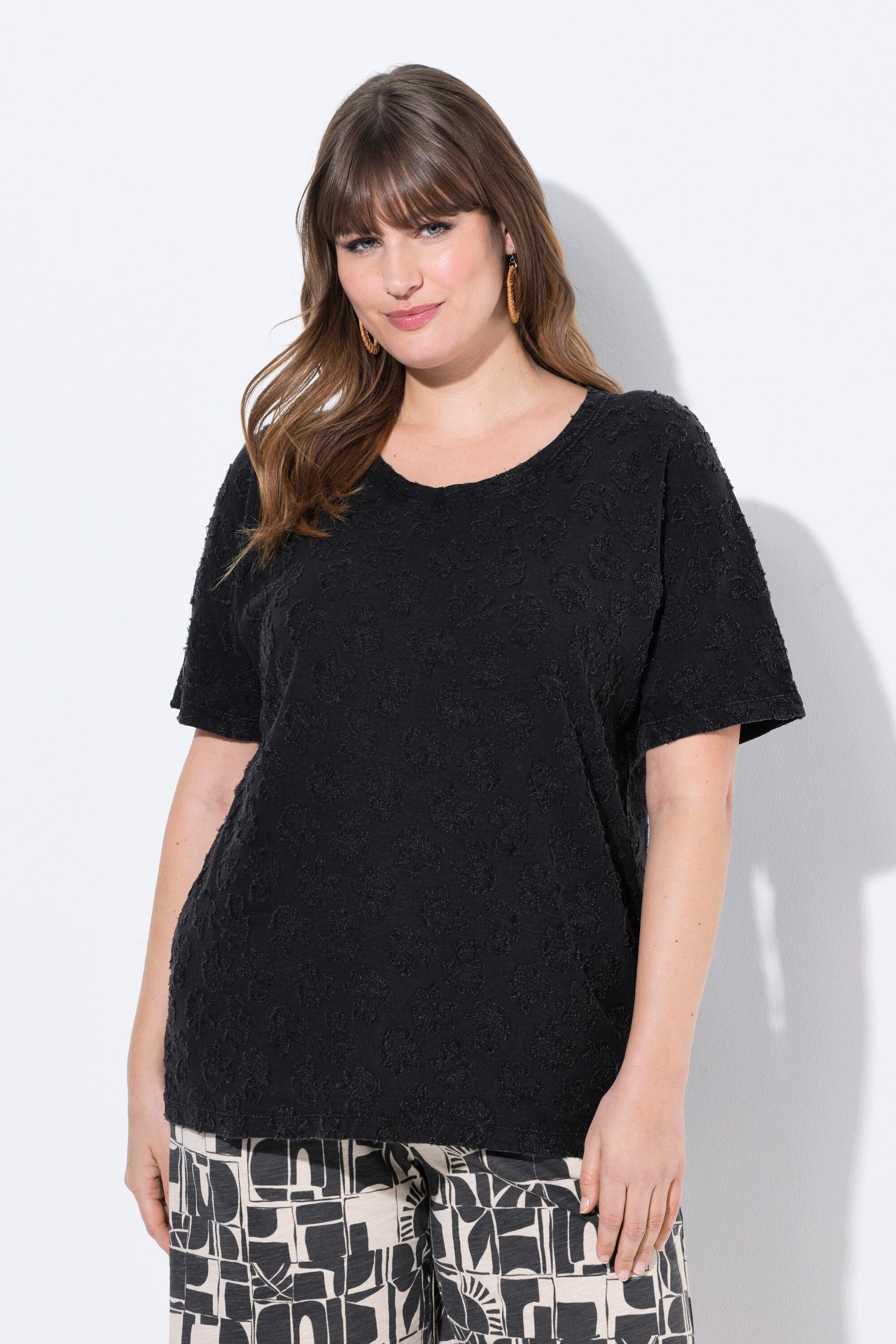 Ulla Popken T-Shirt T-Shirt 3D-Struktur Rundhals günstig online kaufen