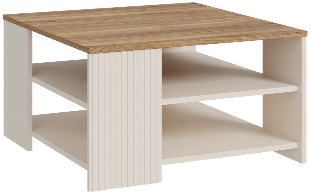 FORTE Couchtisch Oak Squere, Ablageboden, Lamellenoptik,2 farbiges Dekor, B/H/T 80/45/80cm Tischplatte Holzdekor
