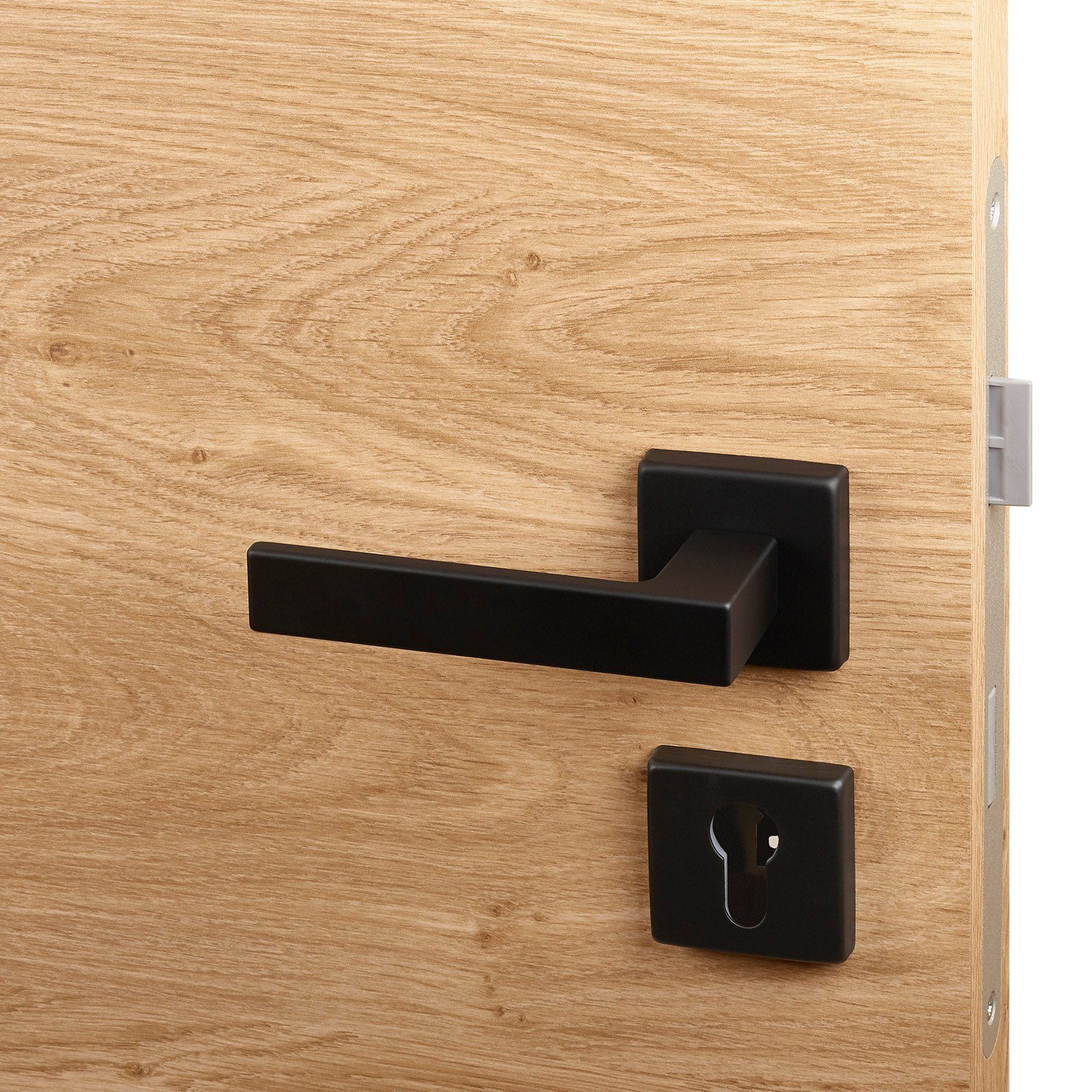 SO-TECH® Drückergarnitur Türdrücker CUBE schwarz 120 x 22 mm Vierkant 8 x 8 mm, Wechselgarnitur Türknauf und Türdrücker – Bild 3 von 5