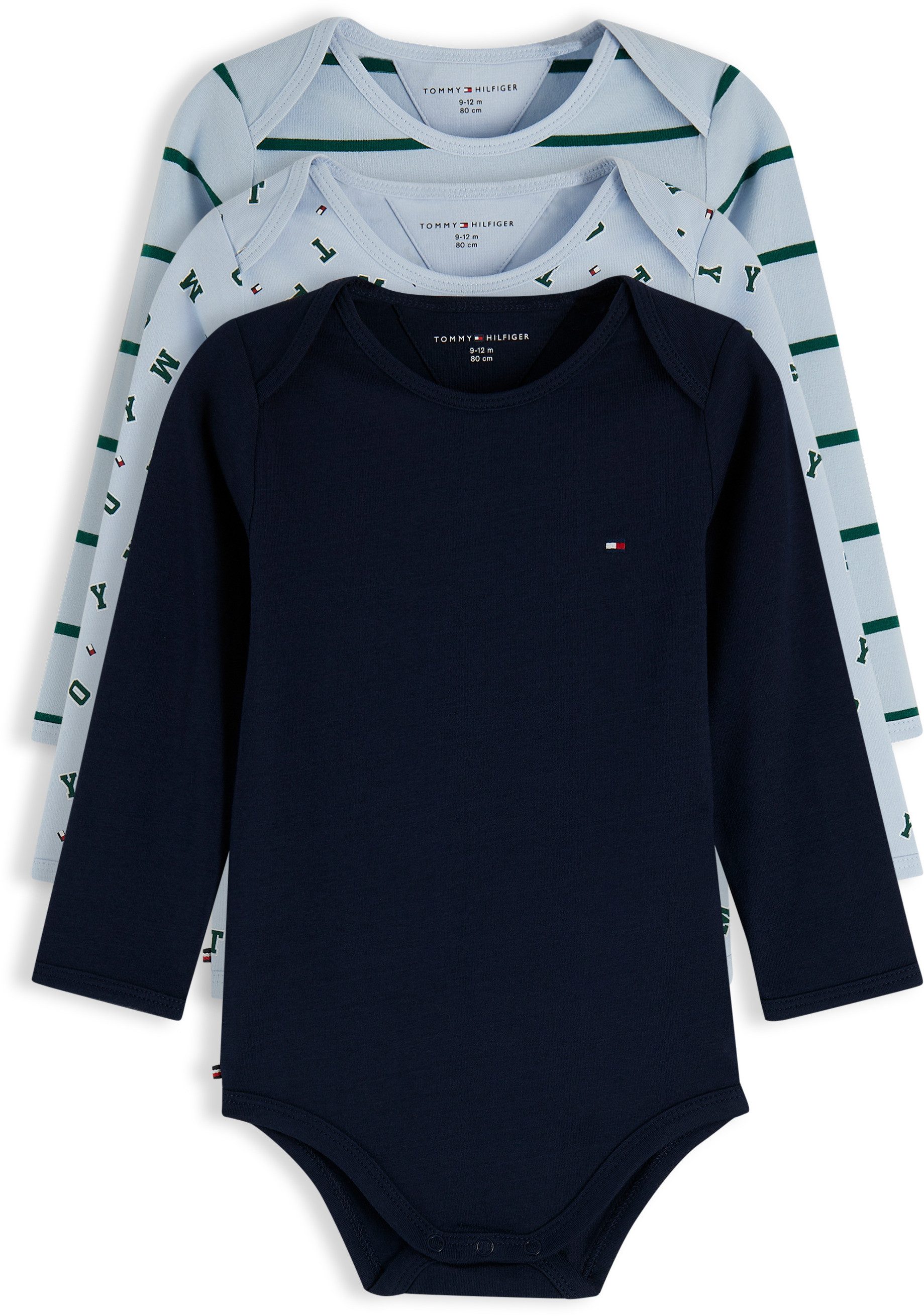Tommy Hilfiger Langarmbody 3 PACK COMBI BODYSUIT LS (Packung, 3-tlg) Regular Fit, weiche Baumwollmischung, für Babys