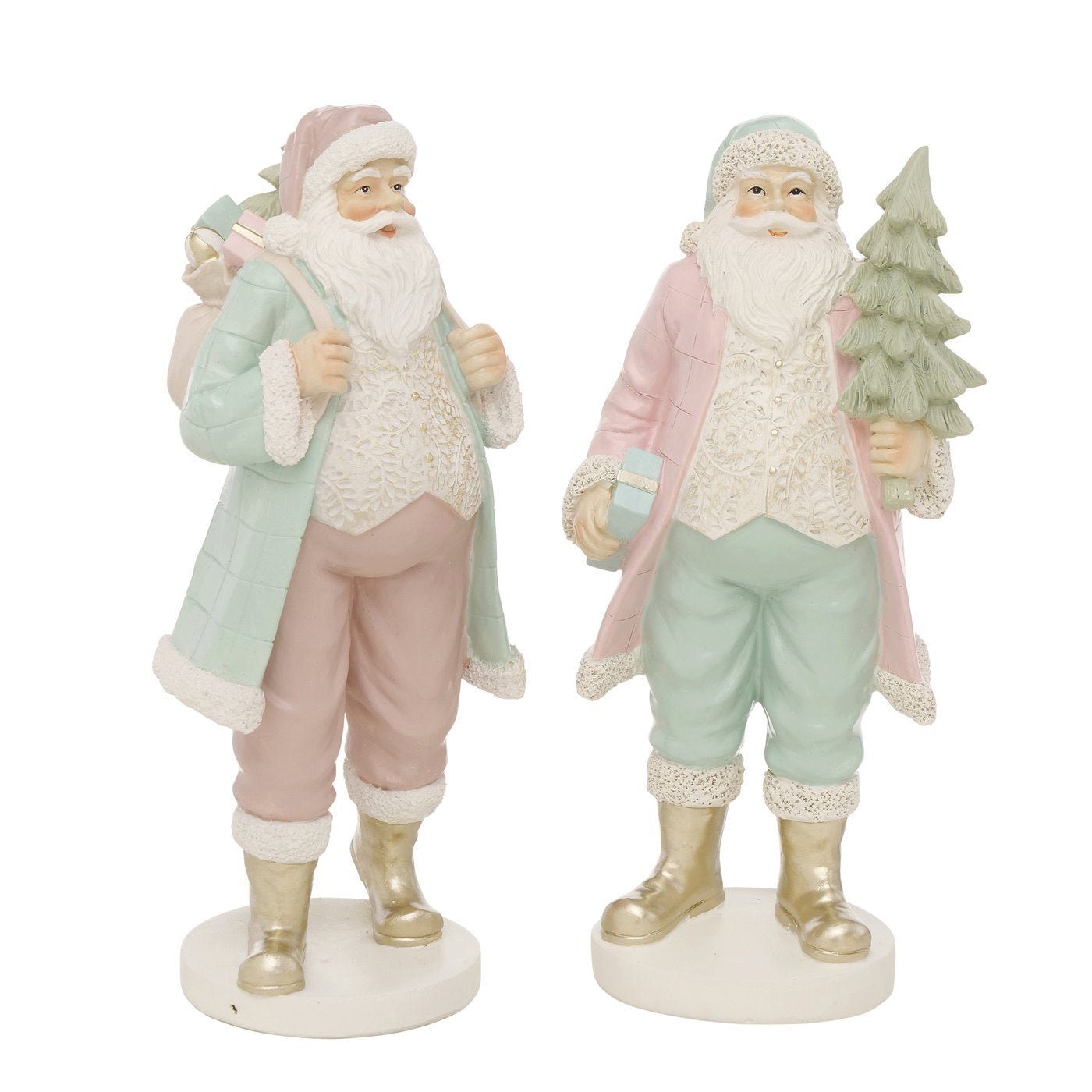 BOLTZE Weihnachtsfigur Weihnachtsmann Figur Set 2er Set Handgemacht 33cm Weihnachten