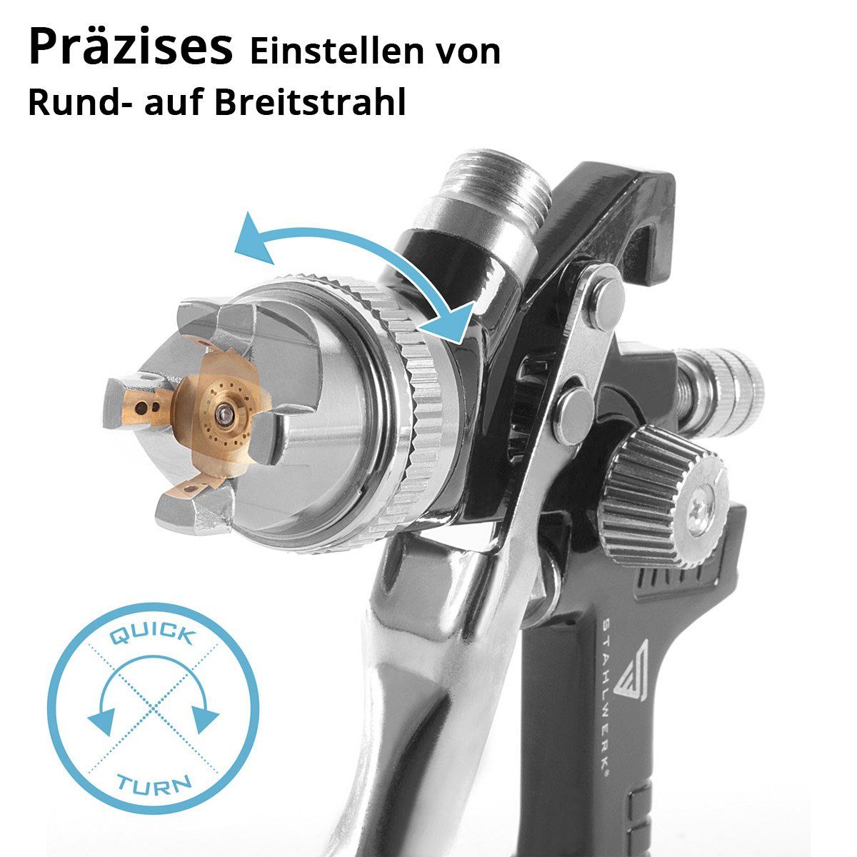 STAHLWERK Druckluftwerkzeug HVLP Lackierpistole SG-600 ST, (Paket, 7-tlg., Set), Profi Spritzpistole