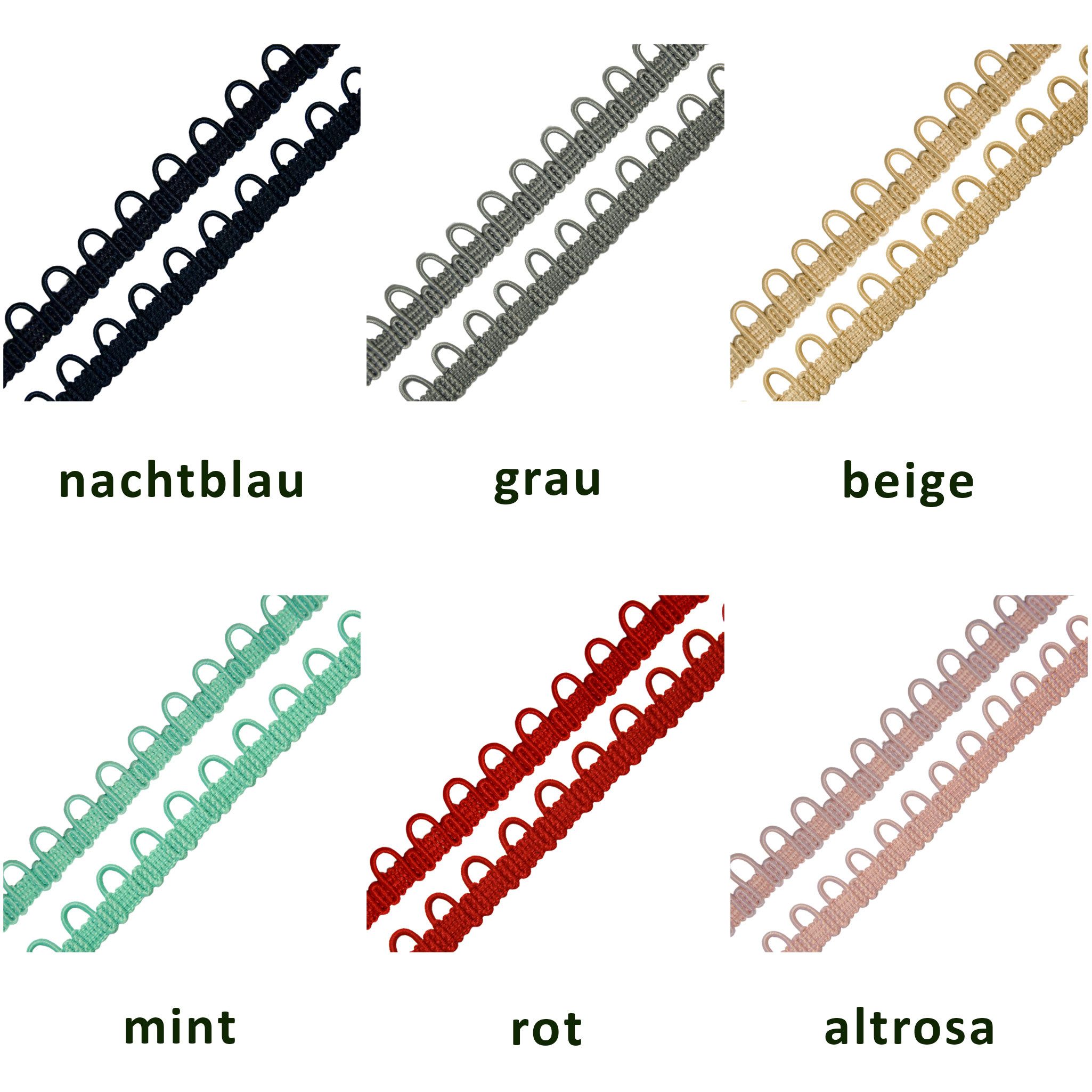 maDDma Webband Schlingenband 2m Gummi Ösenband Schlaufenband Schlingenborte 12mm, grau