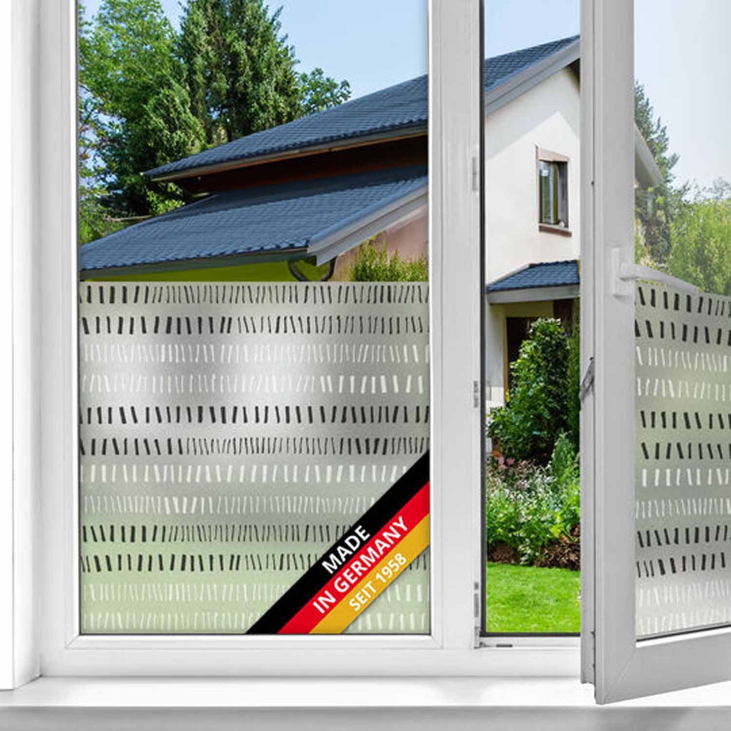 d-c-fix Fensterfolie Stitches - selbsthaftende Sichtschutzfolie Deko Folie Fenster innen, 150 x 67,5cm - rückstandslos entfernbar und wiederverwendbar