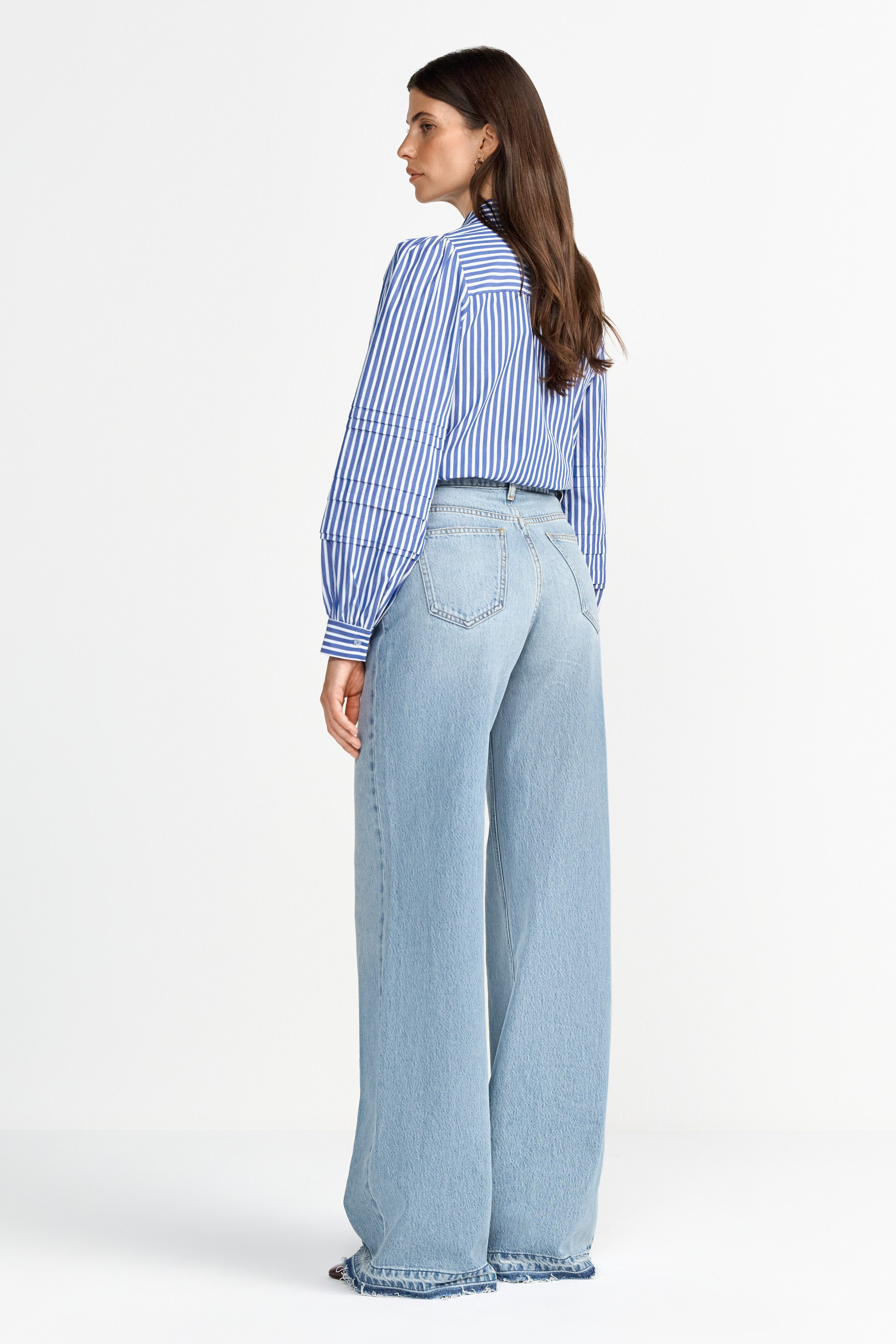 RICHROYAL Weite Jeans High Waist, leichter Used-Look
