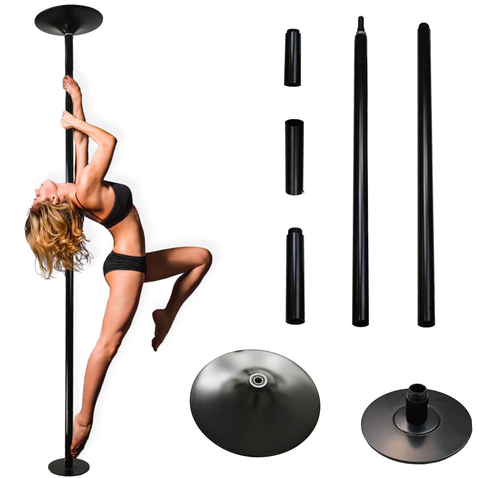TRUTZHOLM Pole Dance Stange Pole Dance Tanzstange 220-274 cm Tabledance Static&Spinning Funktion, Spinning und Static Funktion, Montage ohne Bohren
