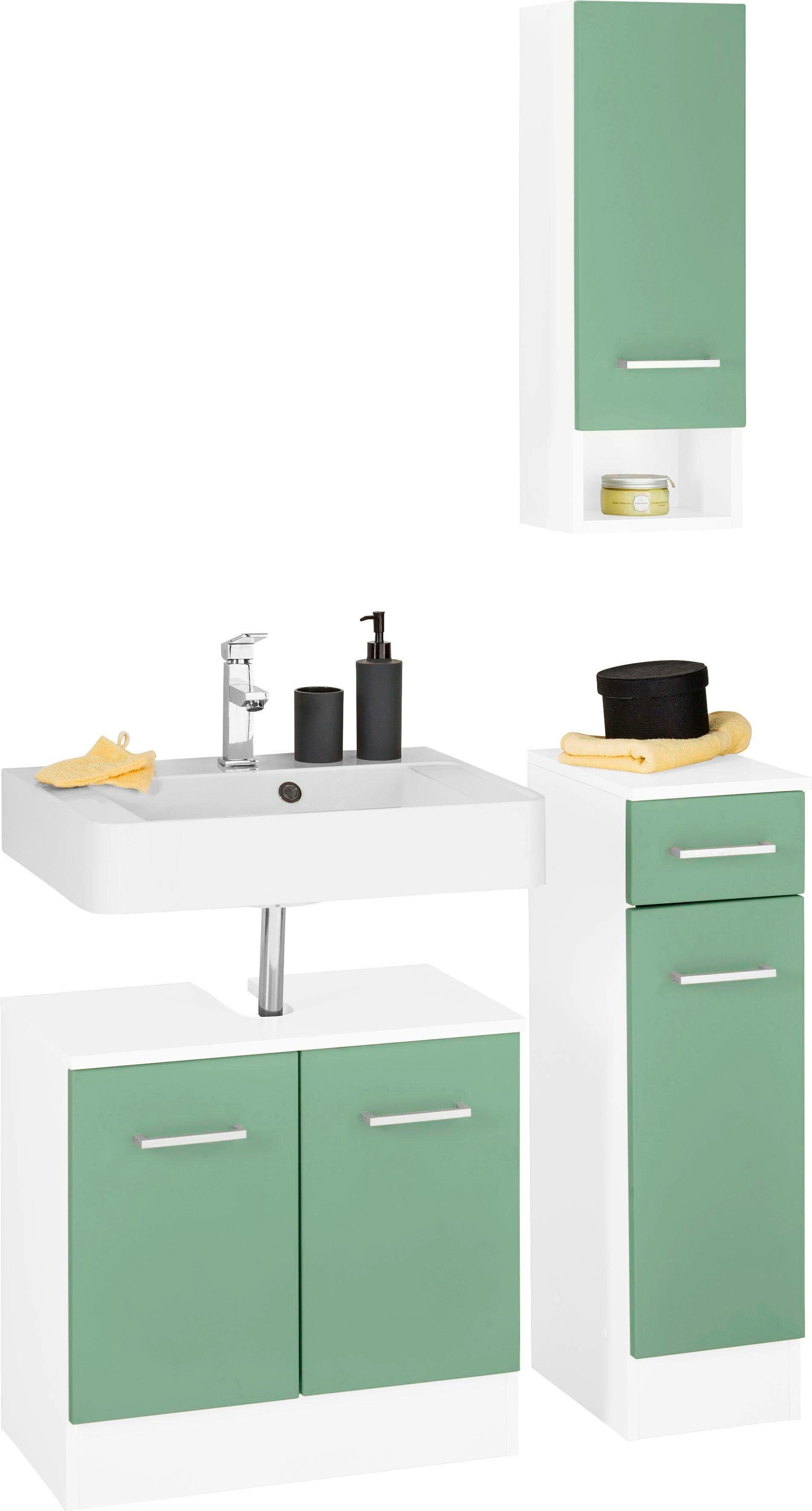 welltime Badmöbel-Set Ribera, (3-St), Waschplatz, Hängeschrank, Unterschrank