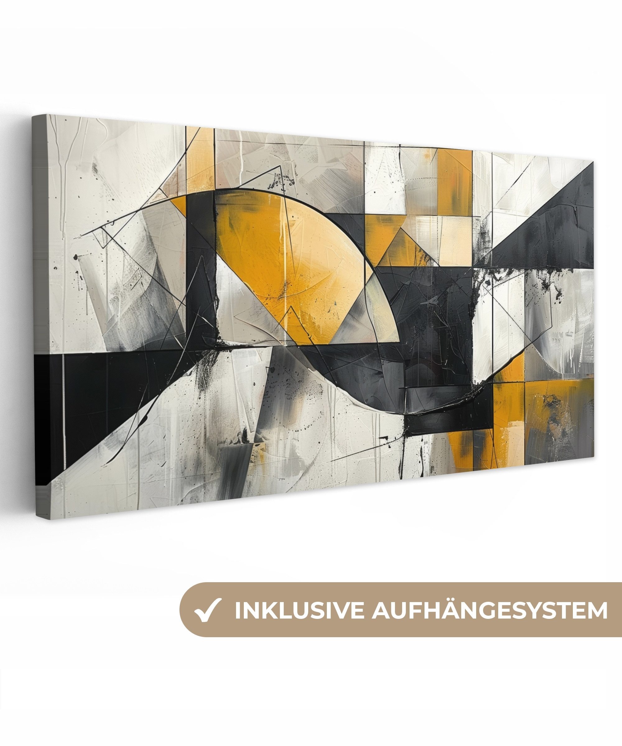 OneMillionCanvasses® Leinwandbild Panorama Abstrakt - Kunst - Geometrisch - Ästhetisch, Fotodruck (1 St), Wandbild, Deko Schlafzimmer Wohnzimmer Flur 40x20 cm