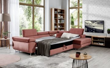 yourhouse24 Ecksofa ANTON L-form Schlafsofa Wohnlandschaft Links Rechts Couch Bettkasten