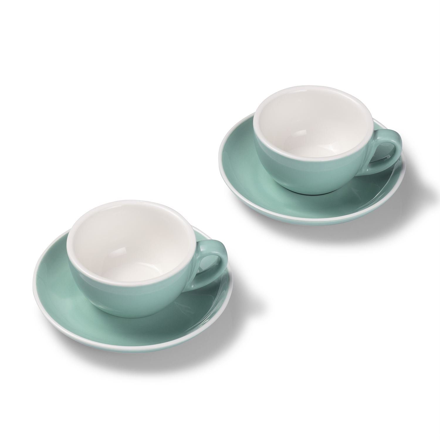 Terra Home Cappuccinotasse Terra Home 2er Cappuccinotassen-Set, Türkis glossy, Porzellan