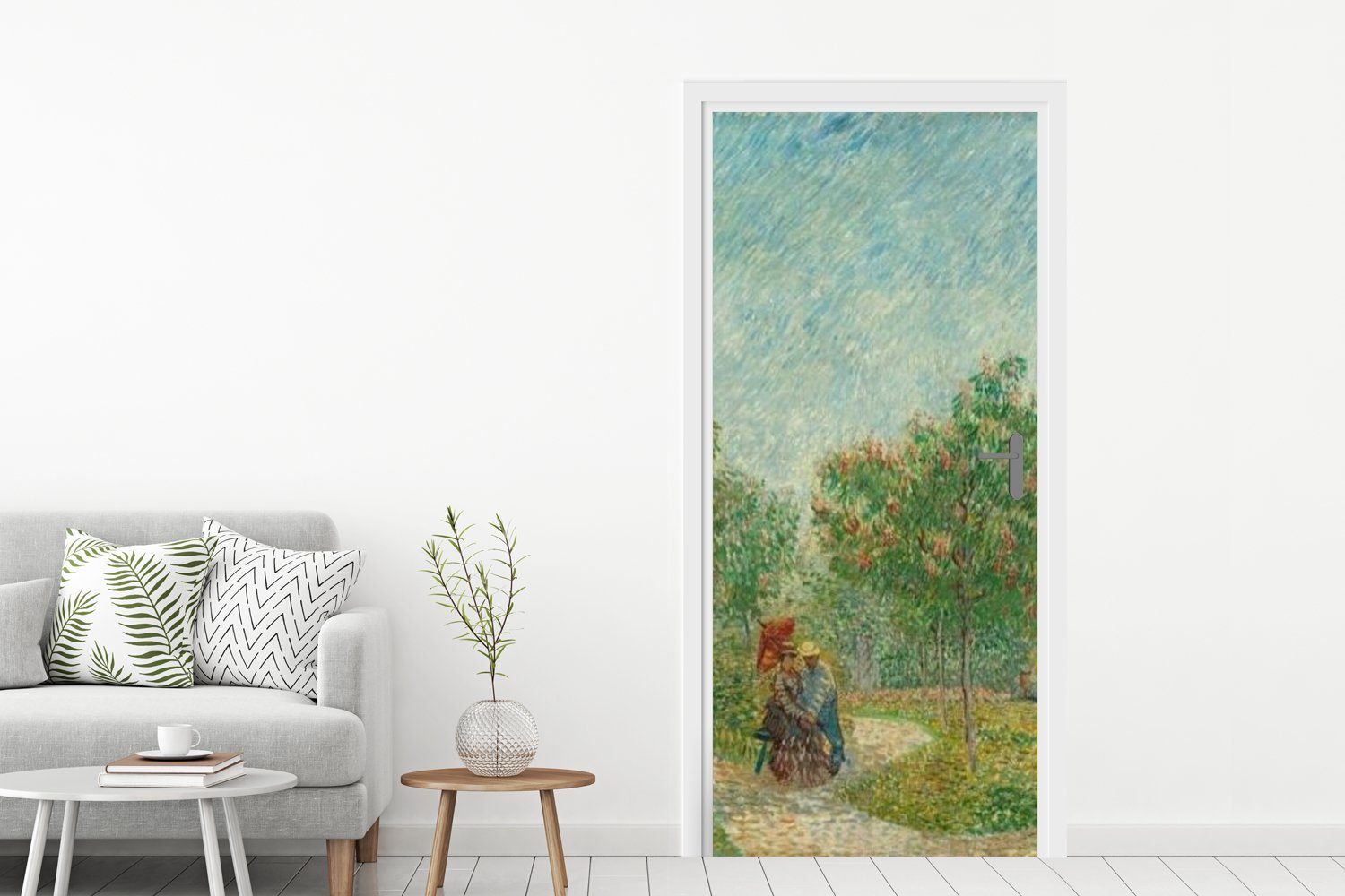 Fototapete Vincent van (1 Garten cm Gogh, Matt, Türtapete Türaufkleber, Tür, St), Liebenden mit MuchoWow für bedruckt, - 75x205