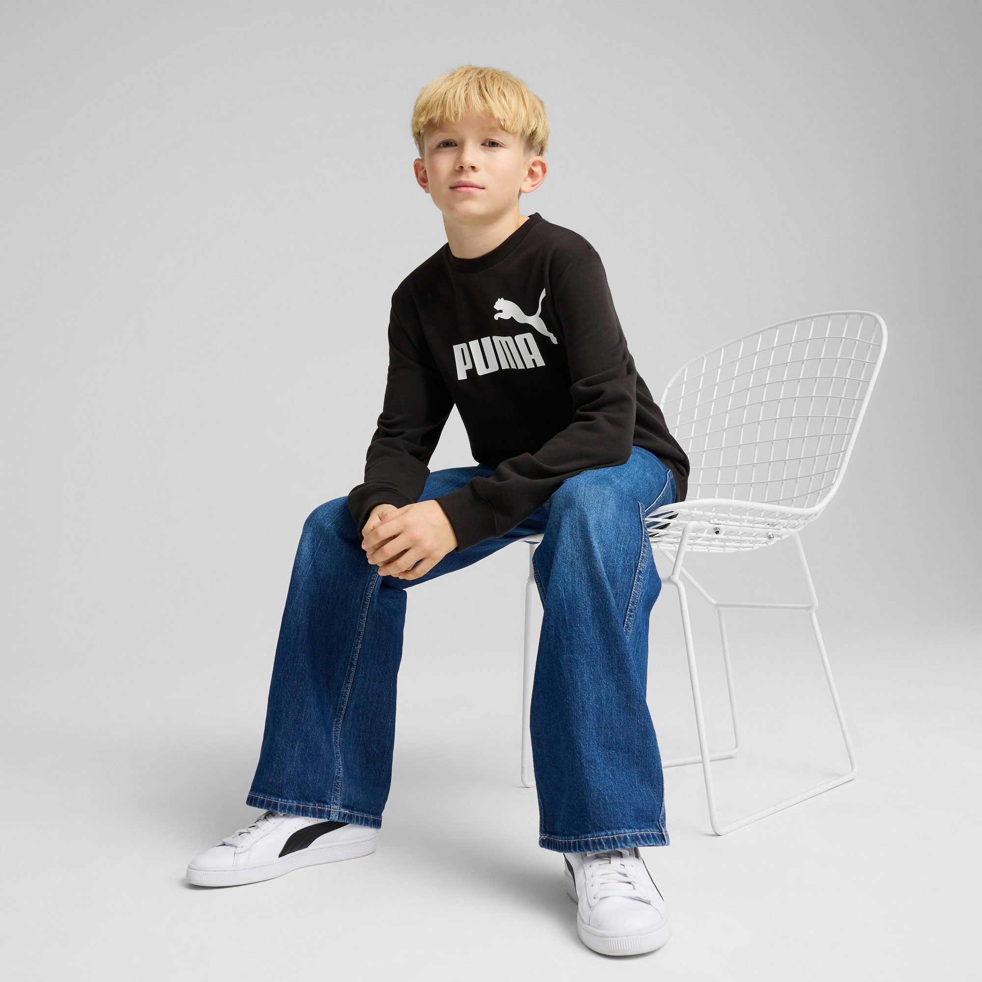 PUMA Sweatshirt ESS NO 1 LOGO CREW TR B für Jugendliche, sportlicher Stil, Rundhalsausschnitt, ohne Kapuze