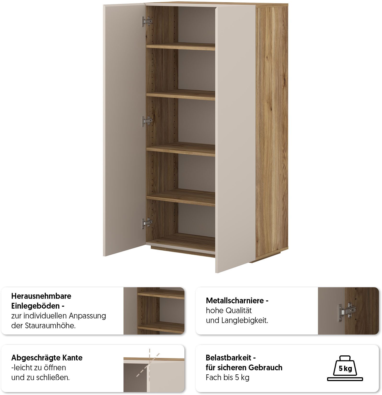 OTTO home Schuhschrank Criss moderner Griffloser Stauschrank, Allzweckschrank, Schuhkommode Mehrzweckschrank, Breite 70 cm, inclusive 4 verstellbare Einlegeböden