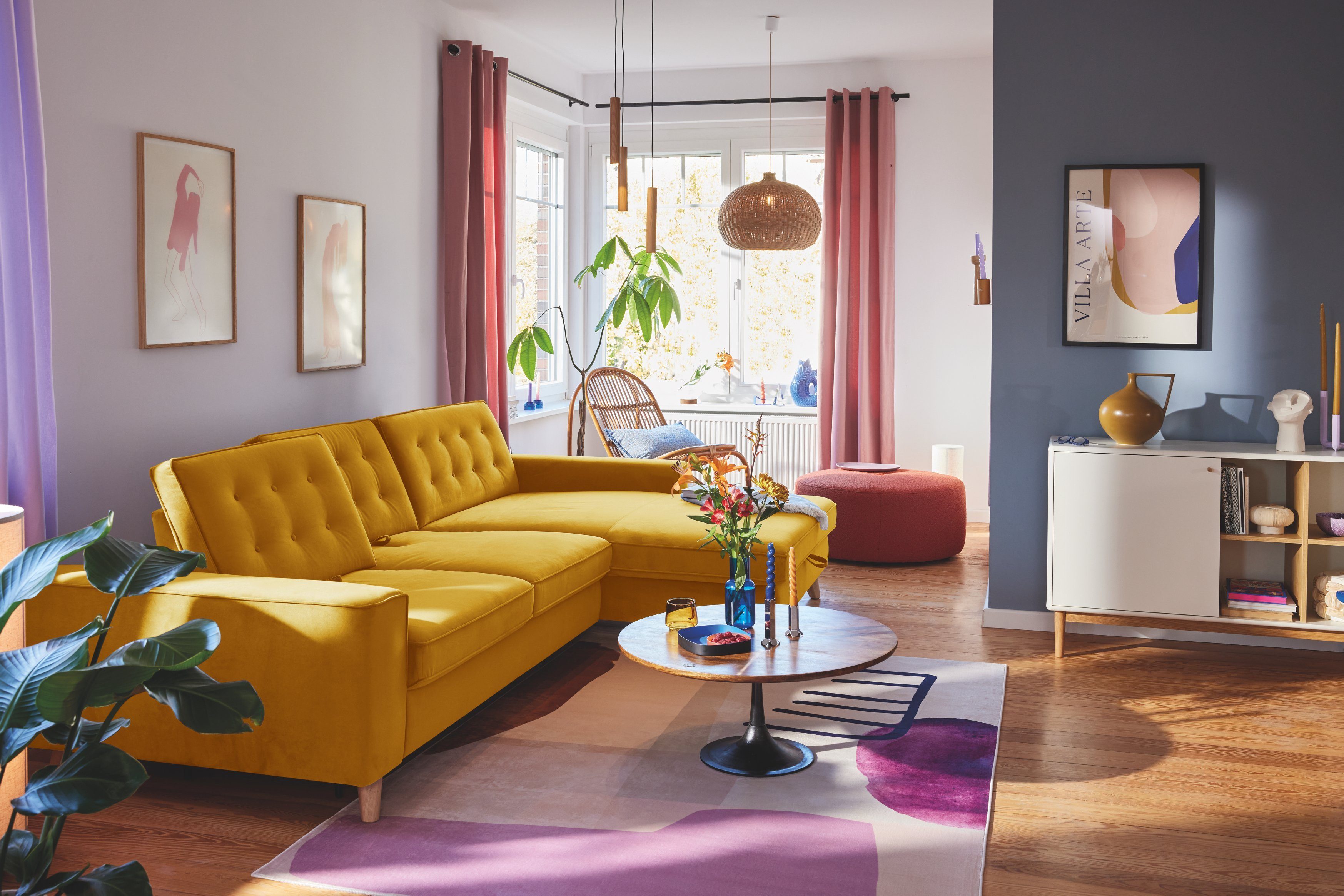 Chic, Shift Ecksofa HOME und Nordic TOM Bettfunktion TAILOR Bettkasten wahlweise mit