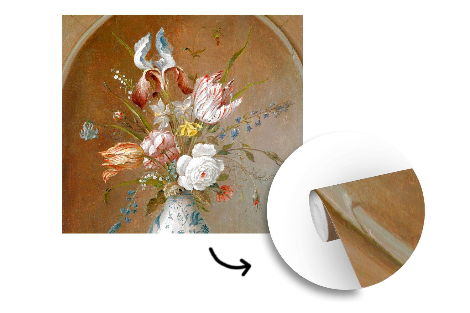 MuchoWow Fototapete Stilleben Blumen Wandtapete (5 Balthasar van Schlafzimmer, St), Tapete für Matt, oder Vinyl - Malerei, - der bedruckt, Ast mit Wohnzimmer
