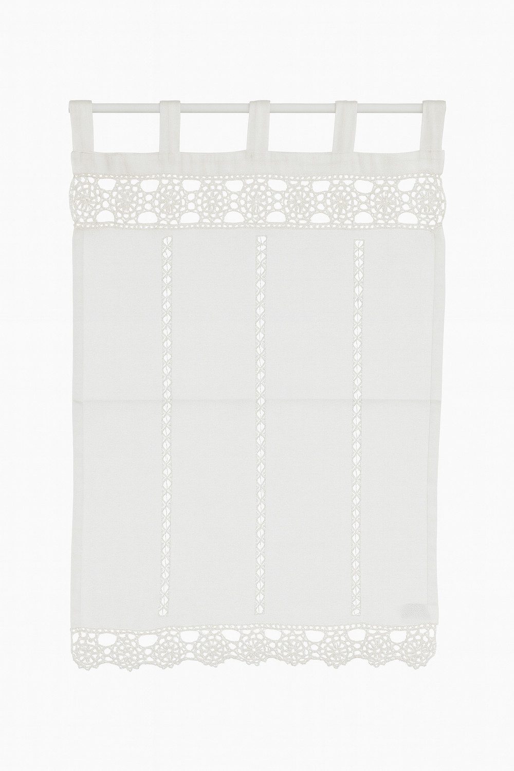 HOSSNER - ART OF HOME DECO Scheibengardine 40x60 cm (1 St), Schlaufen, blickdicht, Baumwolle, Vintage, Romantische Stickerei