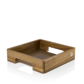 AdHoc Tablett SERVE SQUARE, Akazienholz, Walnussholz, (1-tlg), hochwertiges Serviertablett 25x25 cm