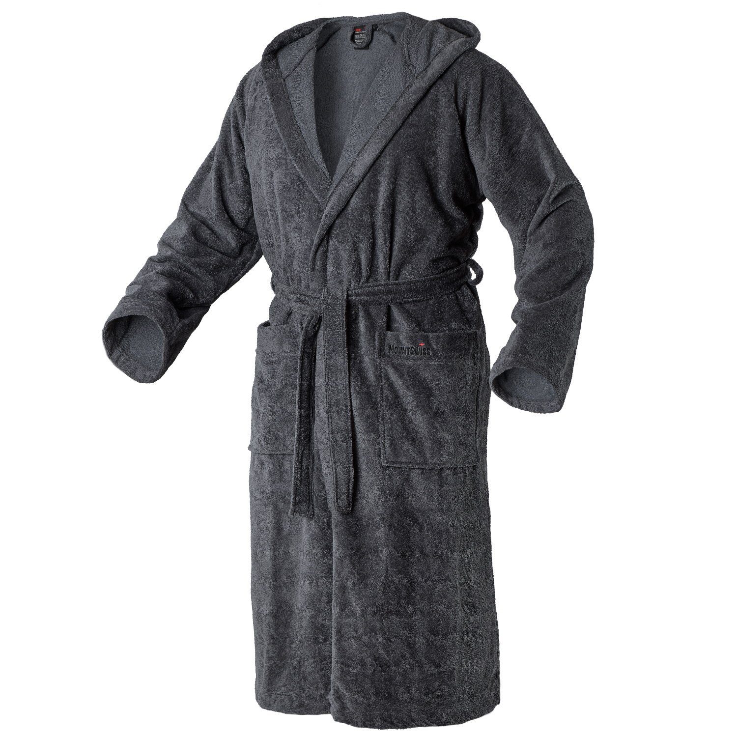 Mount Swiss ONEX Bademantel Mit Kapuze – Flauschig Aus 100% Baumwolle, Unisex, Größe 4XL, Farbe Anthrazit