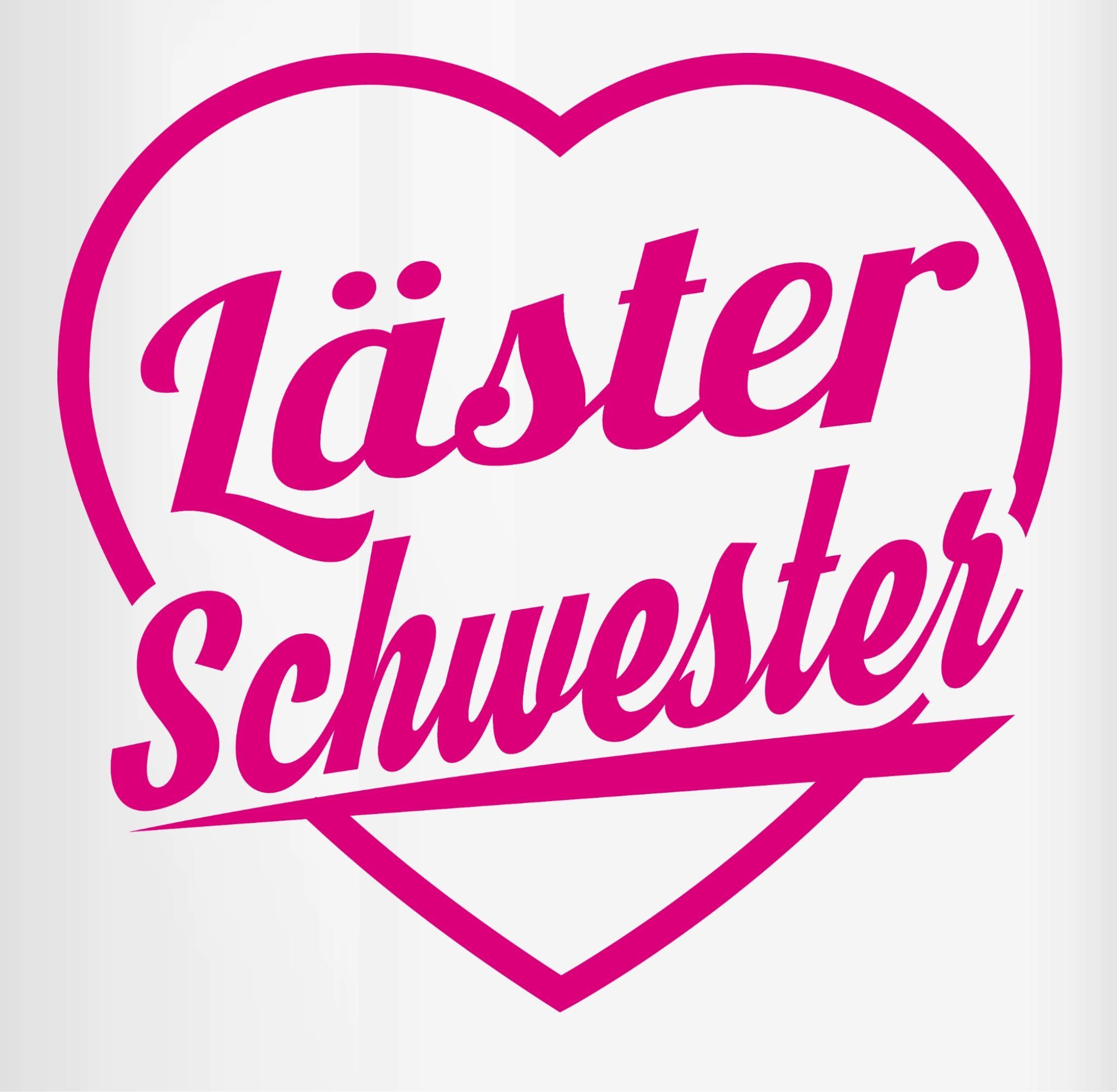 Shirtracer Tasse Läster Schwester fuchsia, Keramik, Kaffeetasse - & Rosa Bruder Schwester 1