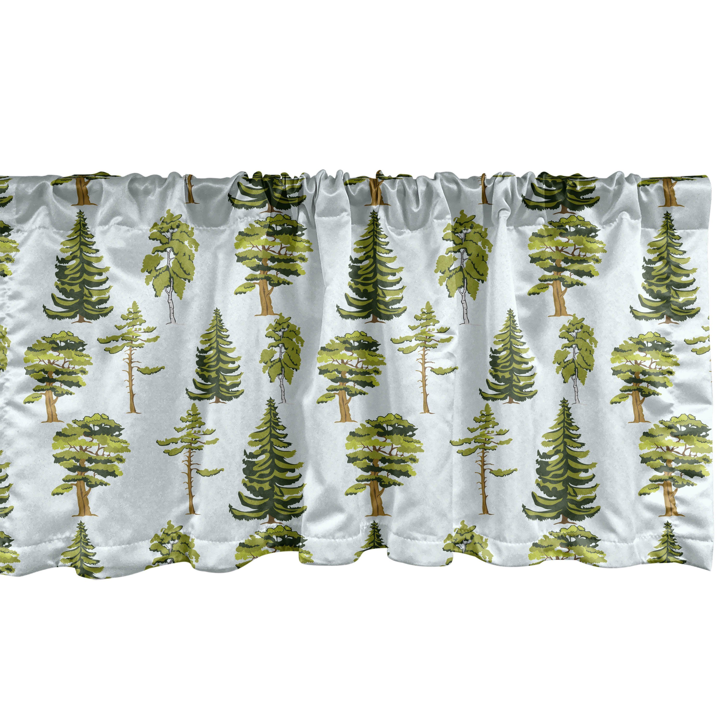 Scheibengardine Vorhang Volant für Küche Abakuhaus, Oak Grafik Tannenbaum mit Blätter Microfaser, Pine Dekor Schlafzimmer Stangentasche