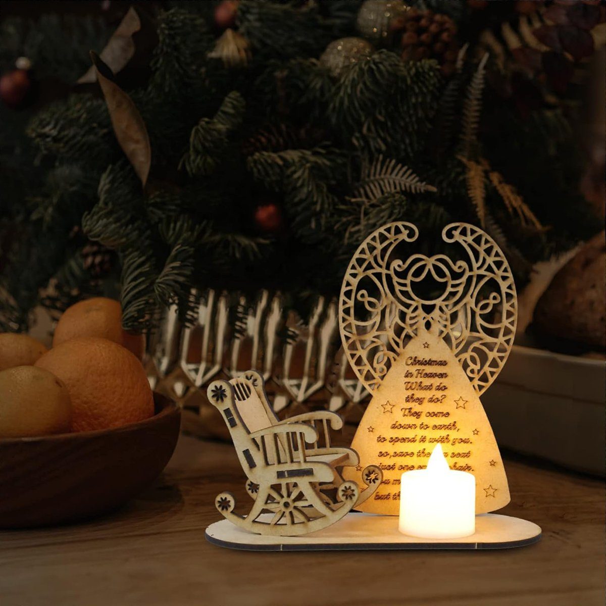 autolock Teelichthalter Deko Xmas Holz Szene Festival Weihnachts, Weihnachtsdekorationen kerzenlichter Holz Weihnachtslichter teelichter LED