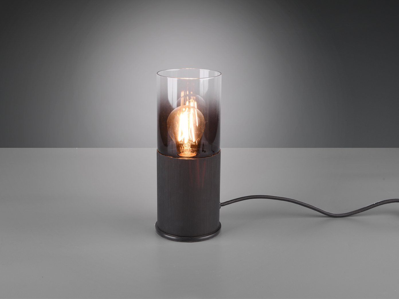 Schwarz Warmweiß, für wechselbar, kleine Rauch-glas Tischbeleuchtung Fensterbank LED Tischleuchte, mit LED Lampenschirm meineWunschleuchte