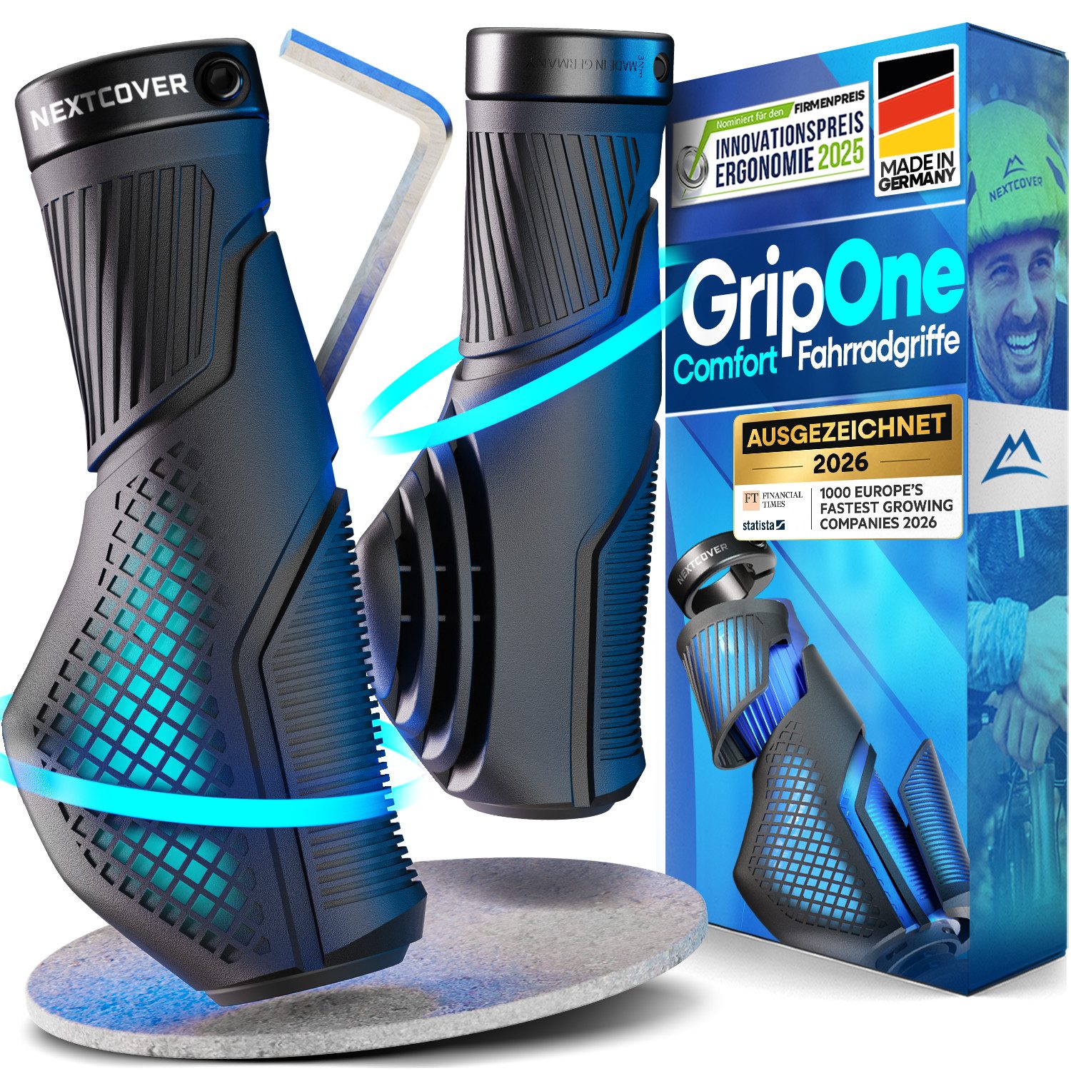 Nextcover Fahrradlenkergriff NEXTCOVER® Fahrradgriffe ergonomisch mit [Comfort-Grip-Technologie]