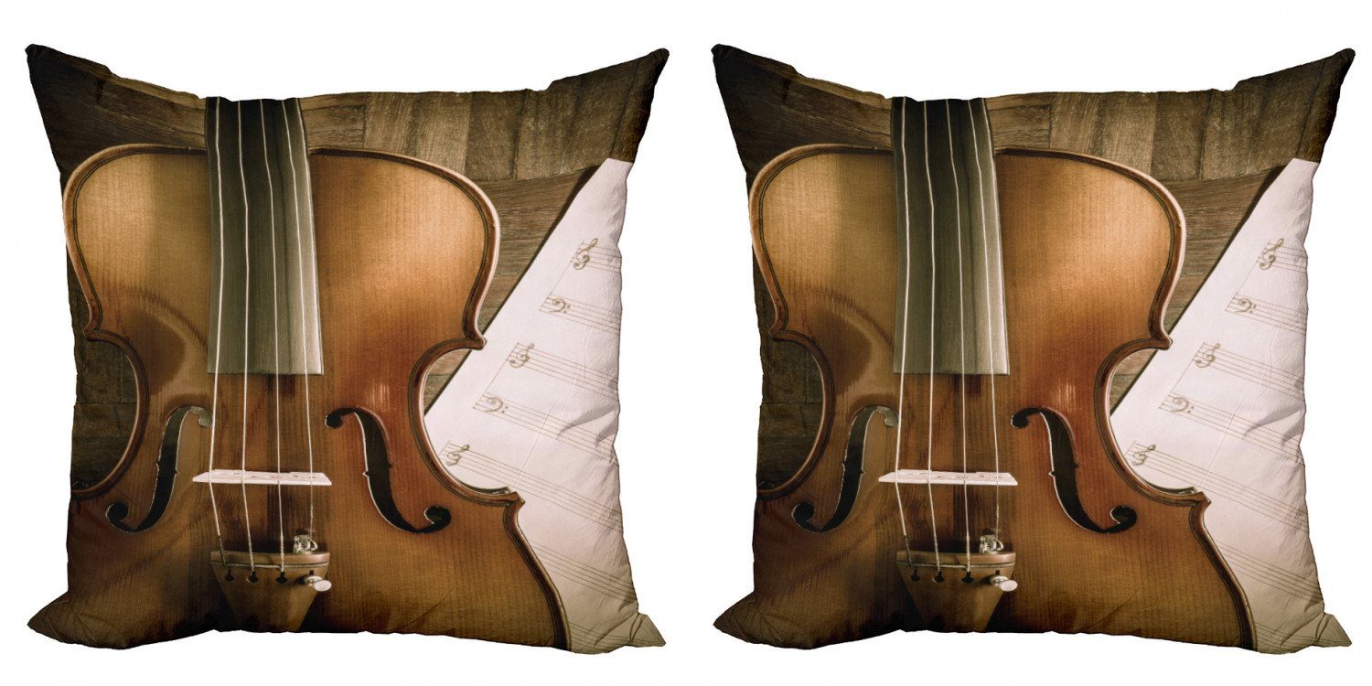 Musik-Blatt und (2 Doppelseitiger Geige Kissenbezüge Abakuhaus Modern Instrument Accent Digitaldruck, Stück),