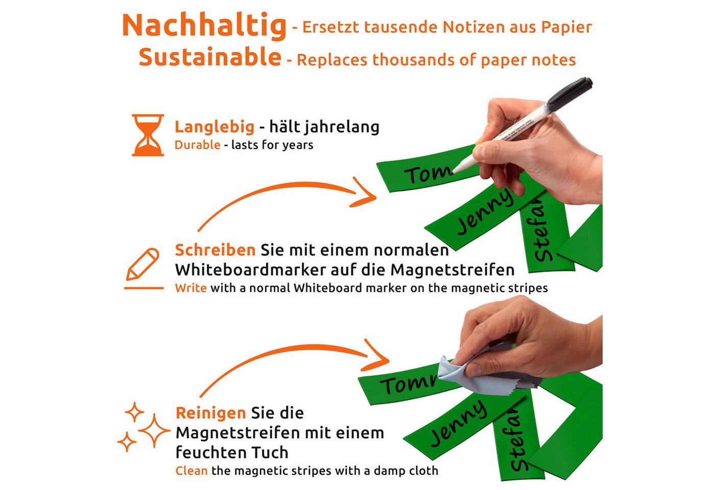 Thumbnail - ECENCE Magnet 75 Magnetstreifen beschreibbar Etiketten Magnete (75-St)