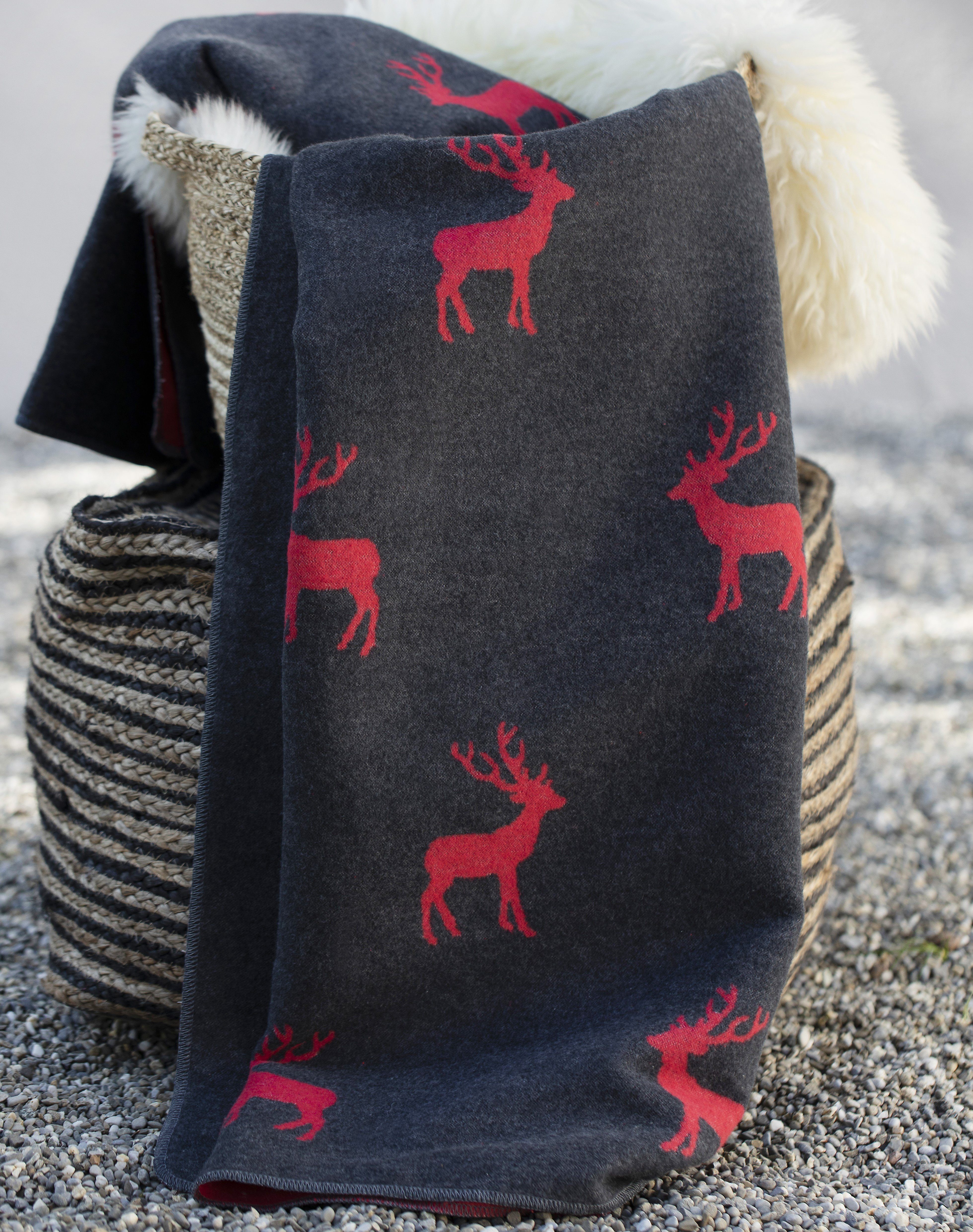 Wohndecke Silvretta 'Hirsche allover' 140 x 200 cm, DAVID FUSSENEGGER günstig online kaufen