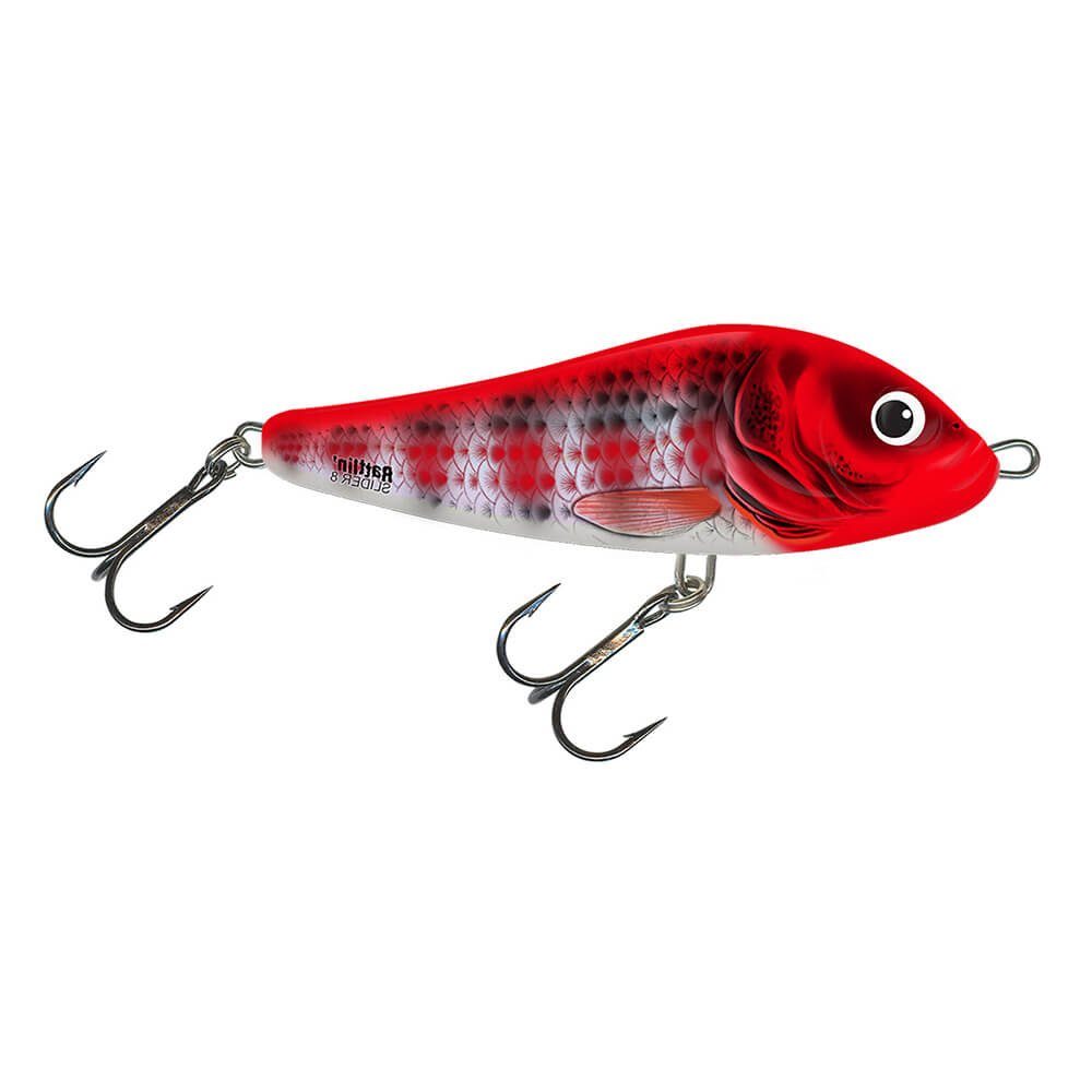 Salmo Kunstköder Salmo Rattlin Slider Jerkbait Holo Red Head Striper HRS, (1-St)